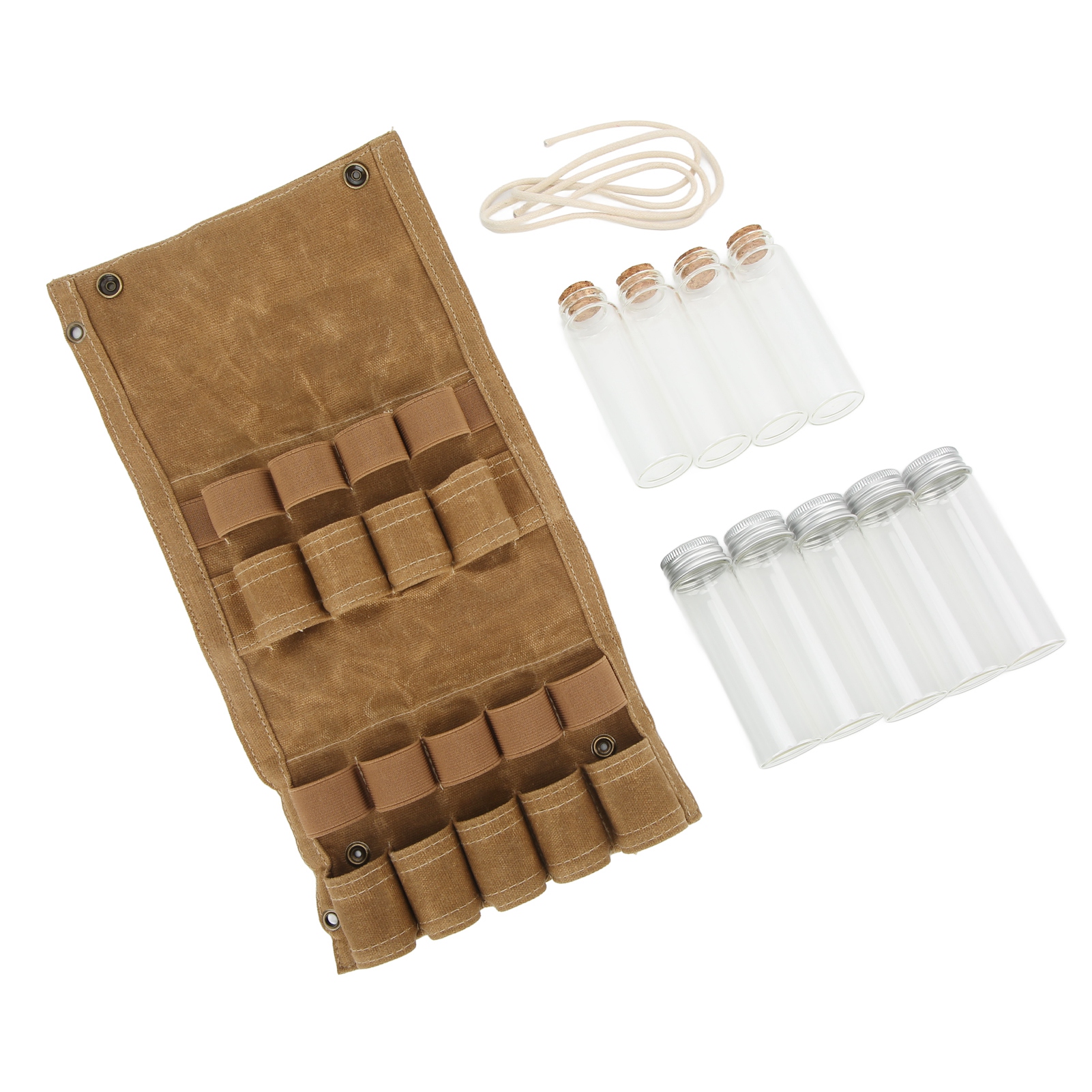 Aufbewahrungstasche Für Gewürzflaschen, Tragbares Camping-gewürzset Mit 9 Gewürzgläsern, Ideal Für Grillabende Und Picknicks Im Freien (khaki).