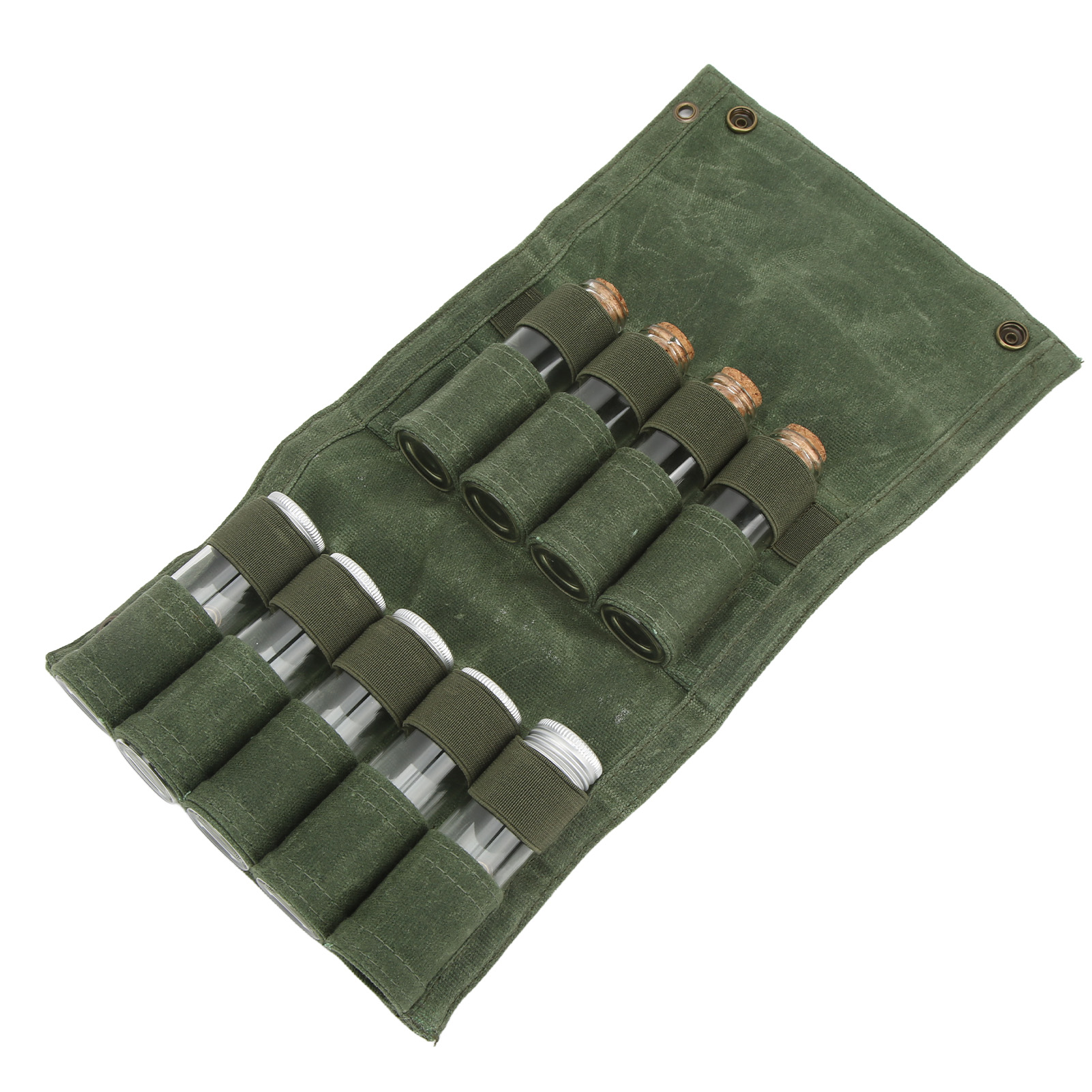 Faltbarer Und Tragbarer Gewürzbeutel Mit 9 Fläschchen, Ideal Für Camping, Grillabende Und Picknicks (grün).