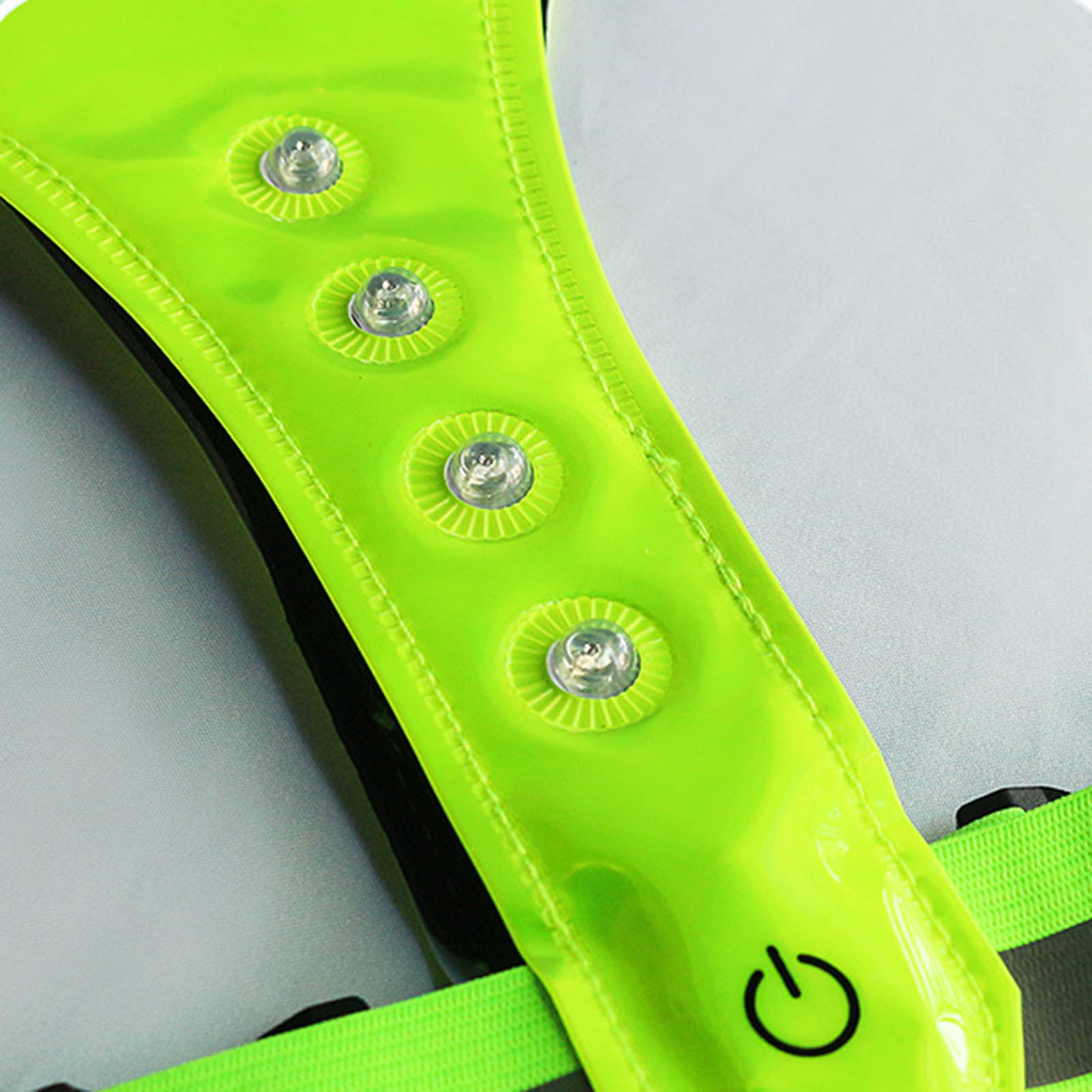 Reflektierende Sicherheitsweste, Hochhelle Led-perlen, Verstellbares Reflexband, Batteriebetrieben, Fluoreszierend Grün.