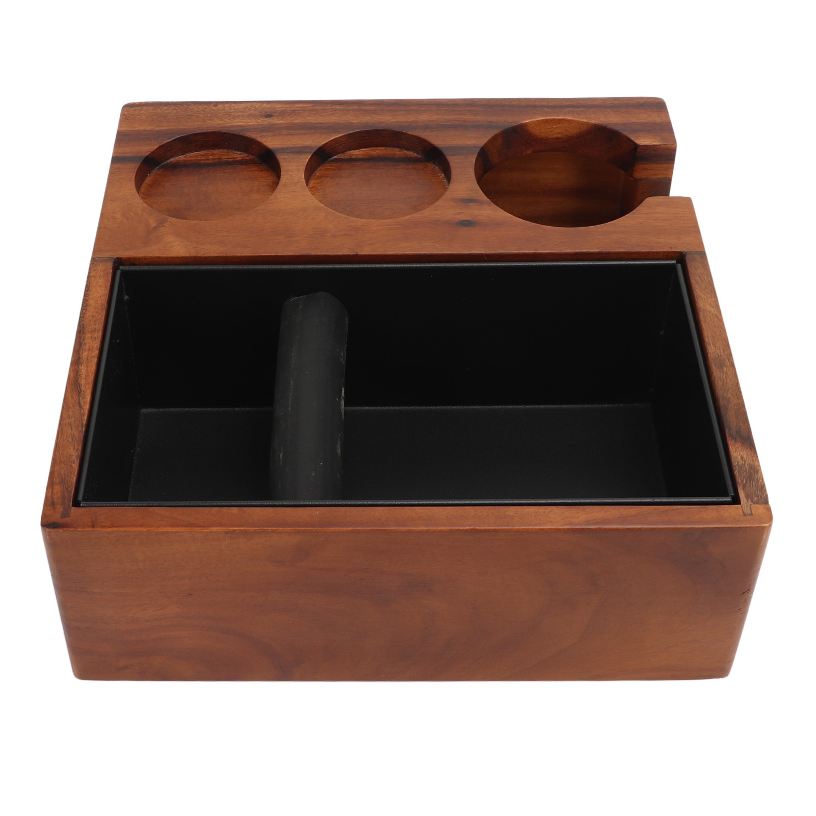 Großformatige Kaffeetampfbox Mit Integrierter, Herausnehmbarer Restschale, Rutschfester Und Fingerabdruckabweisender Unterseite.
