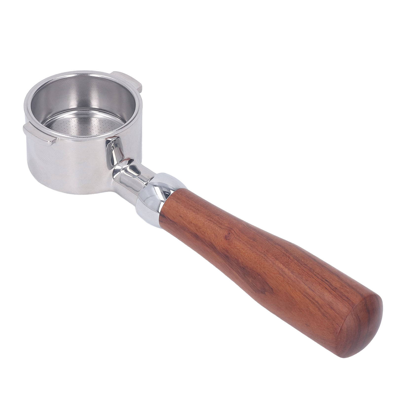 51-mm-edelstahl-filterhalter Ohne Boden Mit 2 Halterungen, Filterhalter Ohne Boden, Filterhalter Mit Holzgriff Für Kaffeemaschine, Modell 2