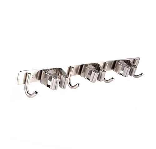 Regale Und 4 Haken, Besenhalter, Mopphalter, Multifunktionale Geschirrspülschalen Aus Edelstahl 304, Aufbewahrungsmöglichkeiten Für Wäsche Und Werkzeuge (ohne Bohren)
