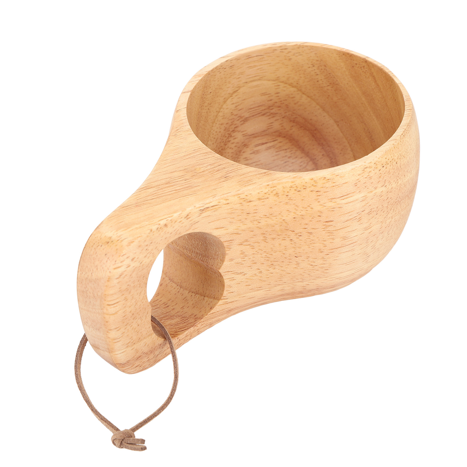 Multifunktionaler Holzbecher Im Nordischen Stil Mit Henkel, Ideal Für Wein, Milch Und Kaffee. Er Liegt Bequem Mit Zwei Fingern In Der Hand Und Hat Ein Loch.