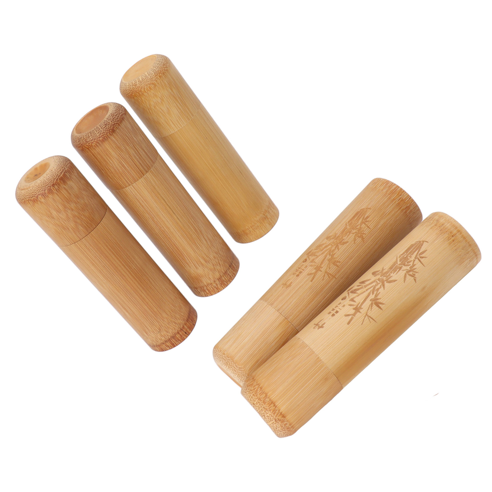 Set Aus 2 Bambus-reisedosen, 12 Cm Lang, Behälter Für Tee, Kaffee Und Nüsse: 2 Aus Bambus Und 3 Leer.