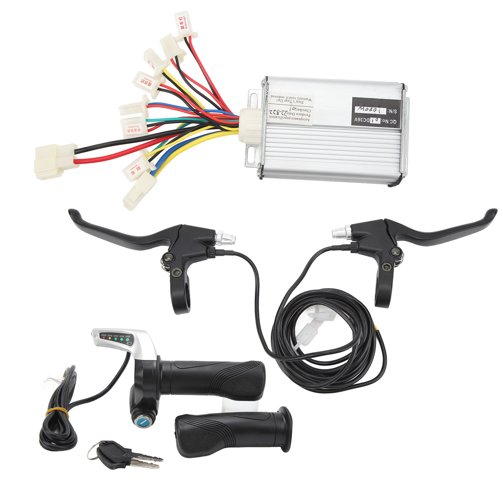 Umrüstsatz Für 3v 1000w E-bike-controller: Gasgriff Mit 36v Einklemmschutz Und Bremshebel Komplett Aus Aluminium.