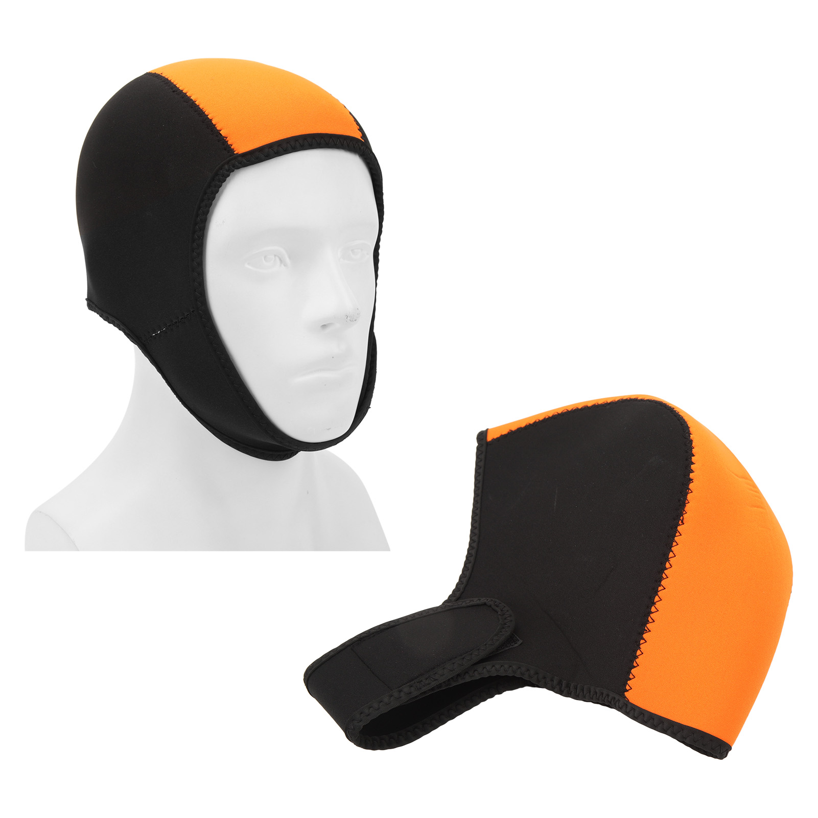 Thermische Sturmhaube Für Neoprenanzüge, Uv-sonnenschutz, Schnelltrocknend, Für Damen Und Herren, Schwarz Und Orange.