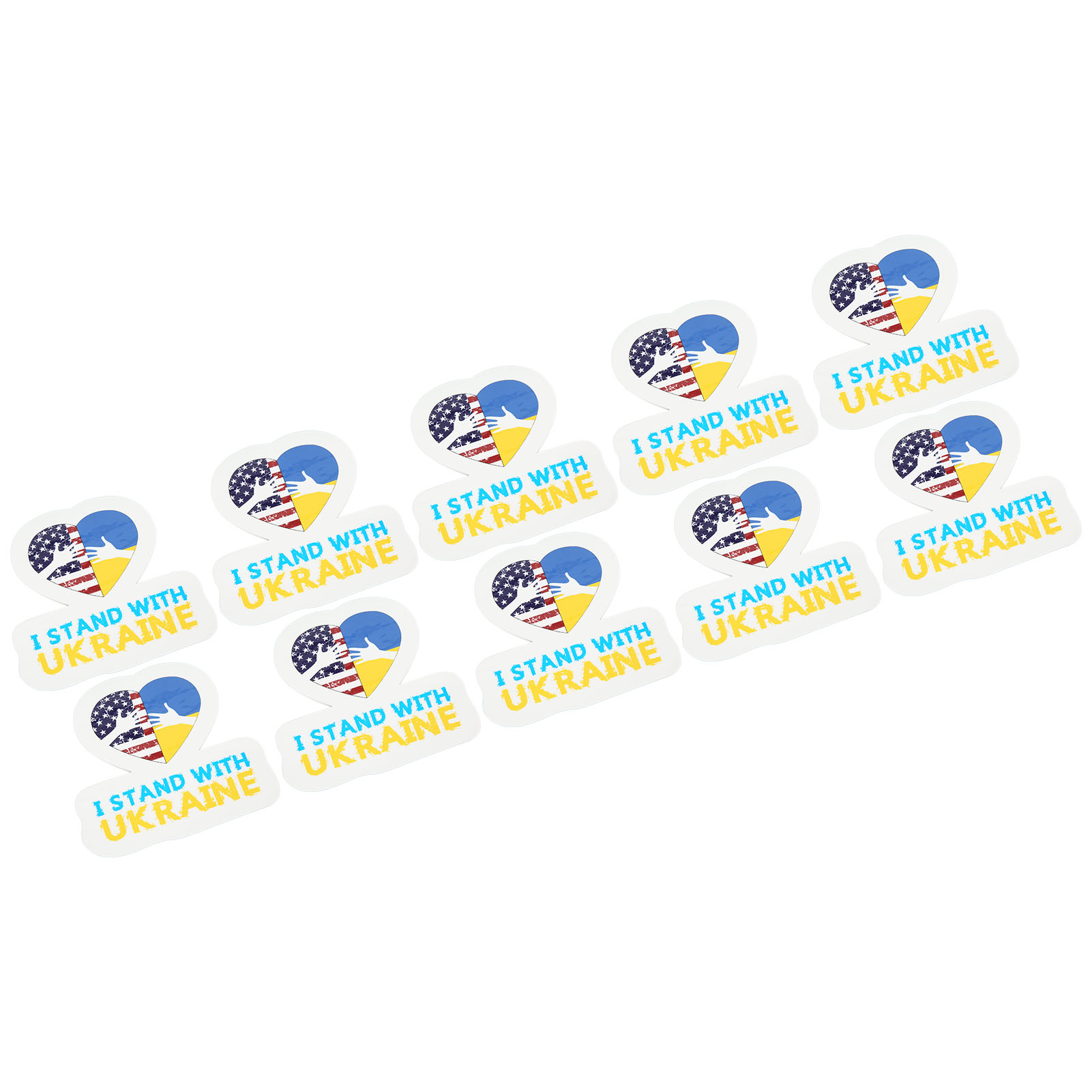 Set Mit 10 Aufklebern Der Ukrainischen Flagge Für Autos, Fenster, Tische, Skateboards, Laptops Und Wände.