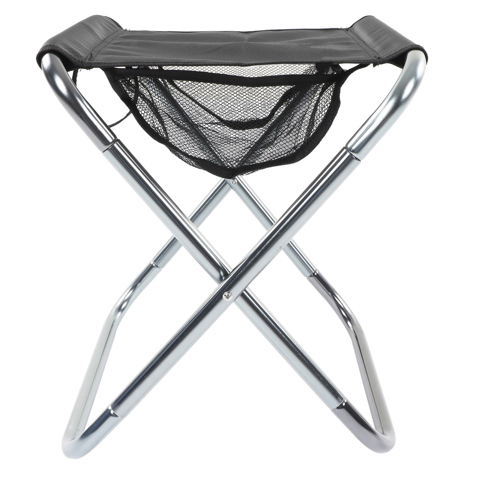 Tragbarer, Klappbarer Outdoor-hocker Aus Aluminiumlegierung, Klappbarer Campinghocker Im Zugstil, Extra Große Ausführung, Silbergrau.
