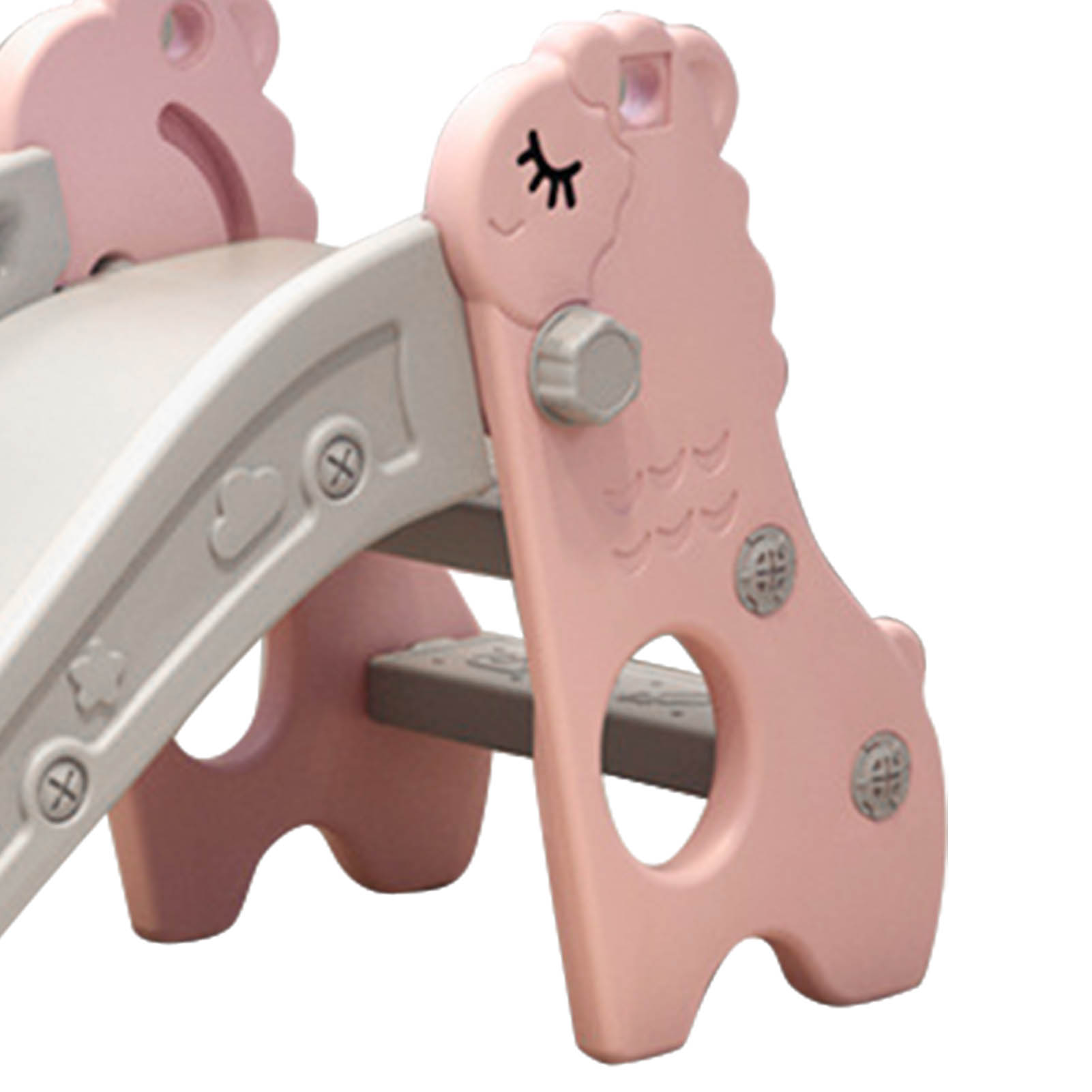 Freistehende Und Zusammenklappbare 2-stufige Indoor-rutsche Mit Stabilem Standfuß, Ideal Für Kleinkinder (rosa Und Grau).