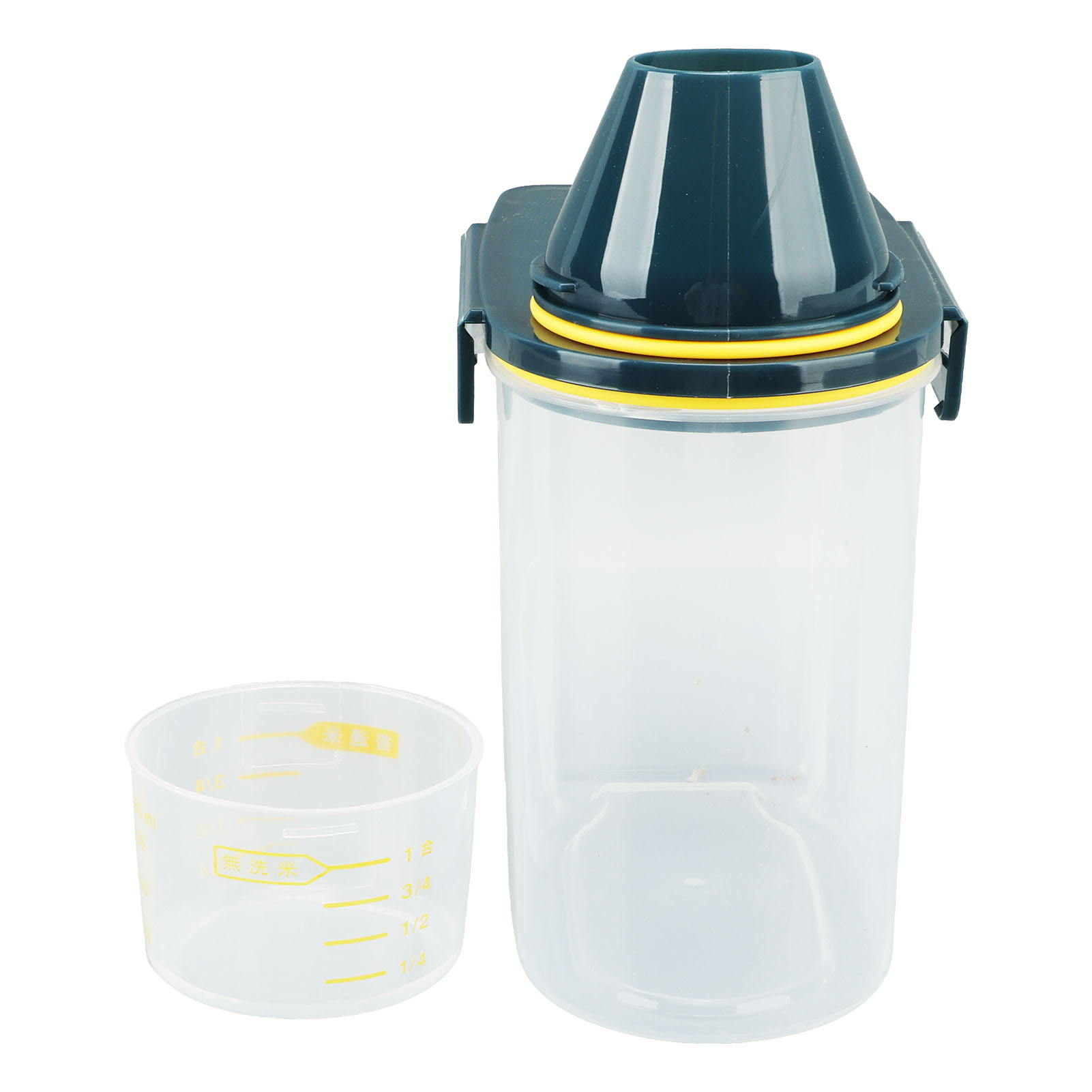 Getreidebehälter (reis), Spender, Luftdichter Ausgießer, Lebensmittelbehälter Mit Messstab, Transparent, 1,5 Kg, Grün