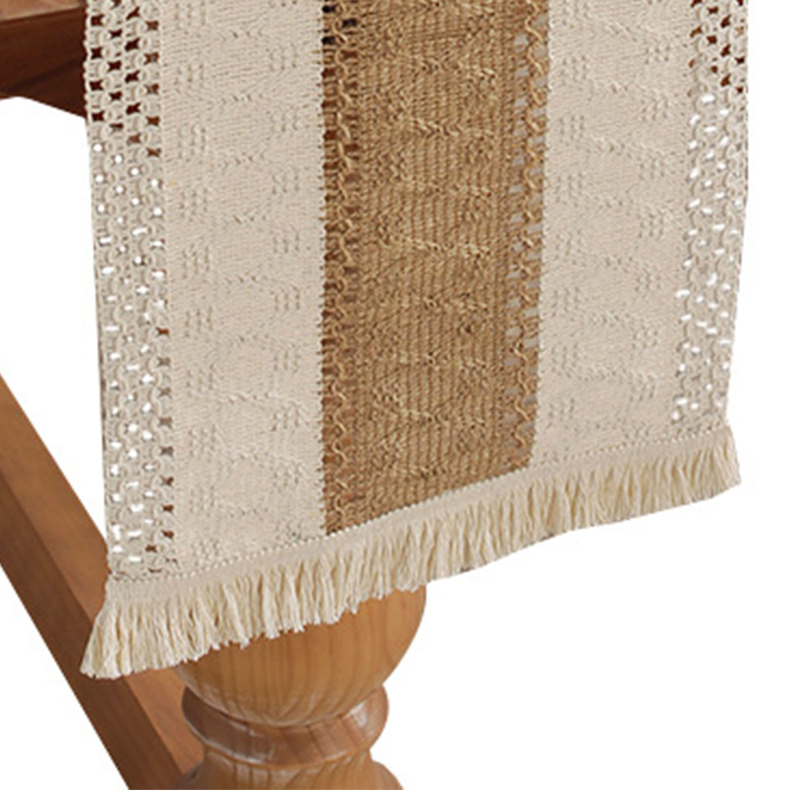 Rustikaler Tischläufer Aus Makramee-baumwolle, Ideal Zur Dekoration Eines Schreibtisches Bei Einer Landhausparty Oder Hochzeit. Maße: 180 X 30 Cm, Farbe: Kaffeebraun.
