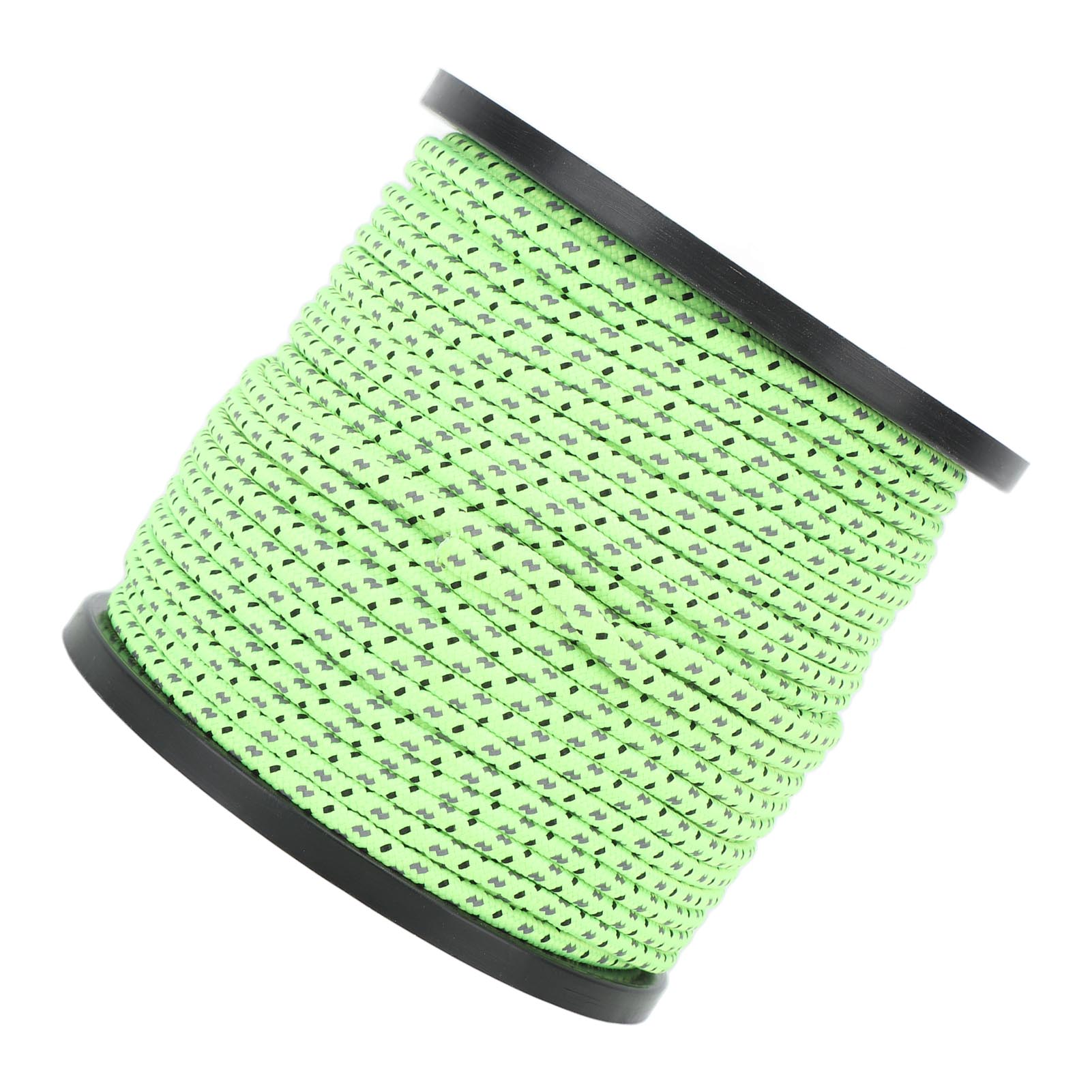 Gewebte Fallschirmleine Aus Polyester, 50 M (164 Ft), 4 Mm, Reflektierend Und Strukturiert, Für Camping, Reisen, Wandern Und Trekking. Farbe: Fluoreszierendes Grün.