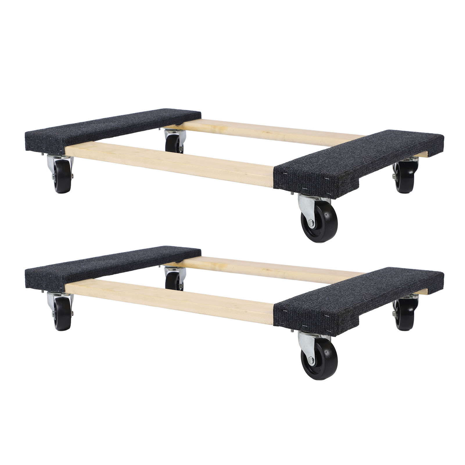 Set Aus 2 Möbelwagen. Vielseitiger Und Robuster Edelstahlwagen Mit Holzplatte Zum Transport Von Haushaltsgeräten Und Waren.