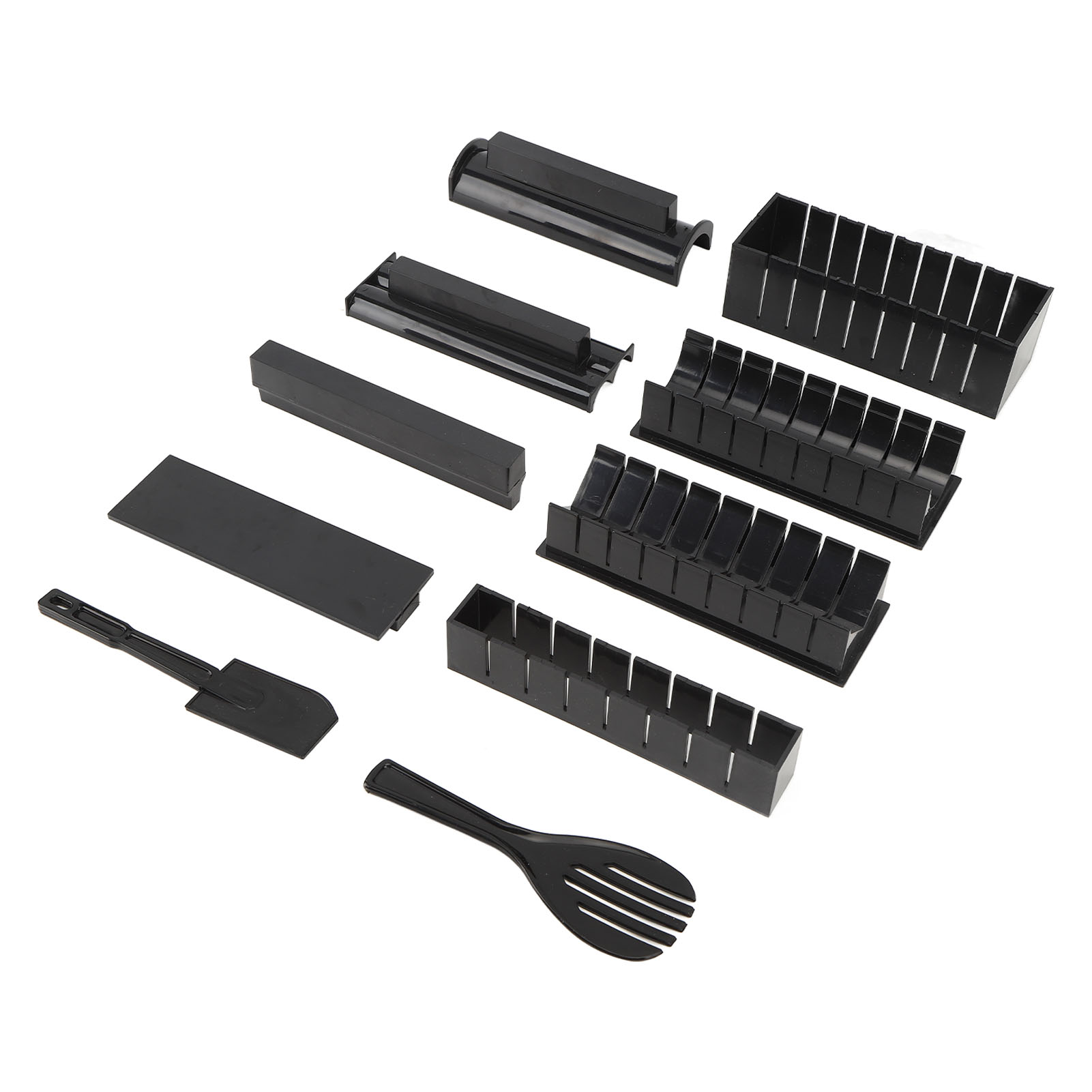 Set Mit 10 Sushi-utensilien Zur Zubereitung Von Reisrollen, Inklusive Sushi-gabel Und -wender Für Die Heimische Küche.