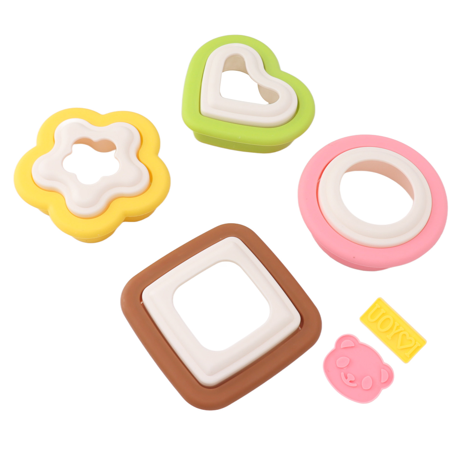 Set Mit 10 Herausnehmbaren Sandwich-ausstechern In Blumen-, Herz- Und Kreisform Zum Backen Von Toast Und Keksen.