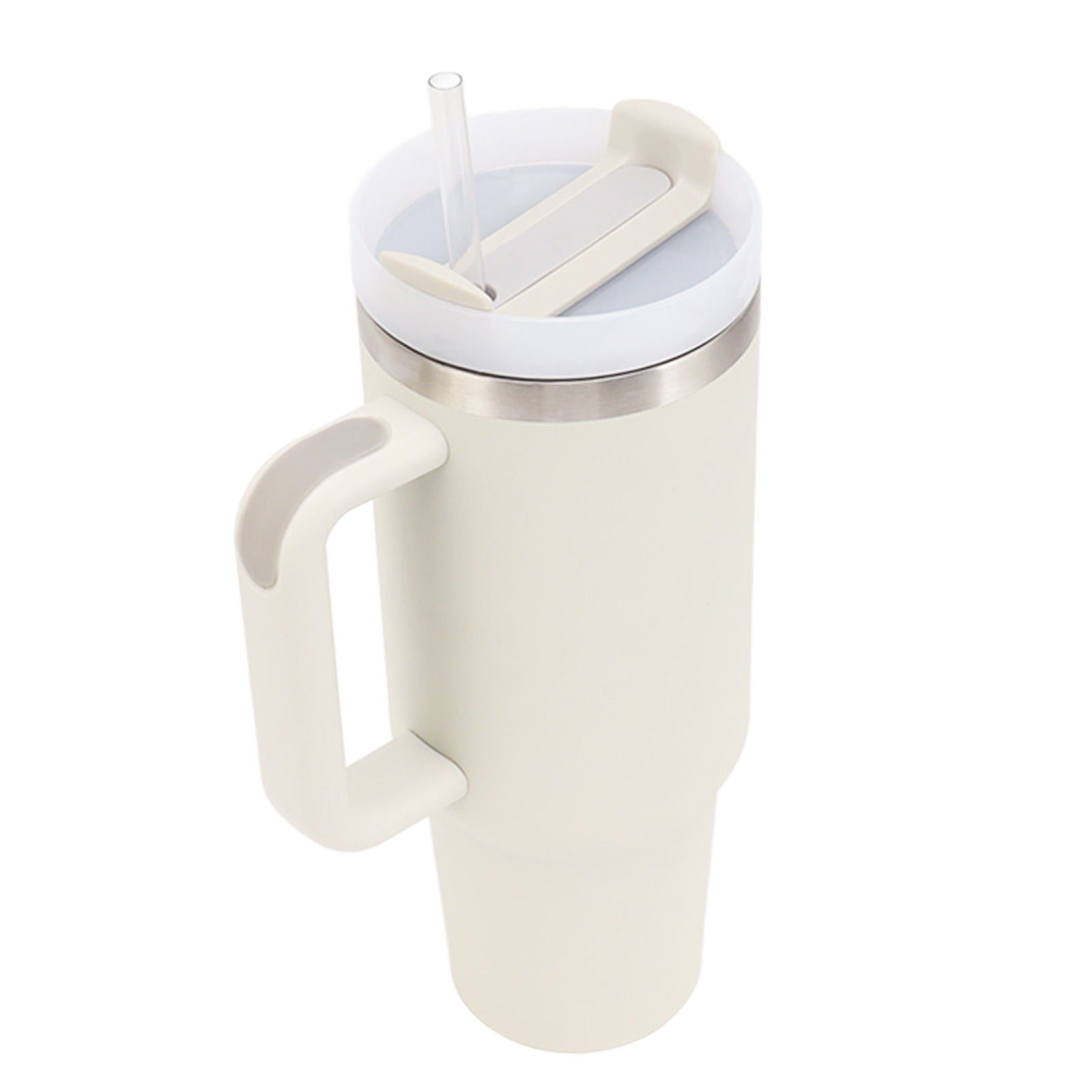 Isolierter Becher Mit 1,2 L (40 Oz) Fassungsvermögen, Henkel, Aus Edelstahl 304, Für Kaffee Oder Bier, Mit Strohhalm.