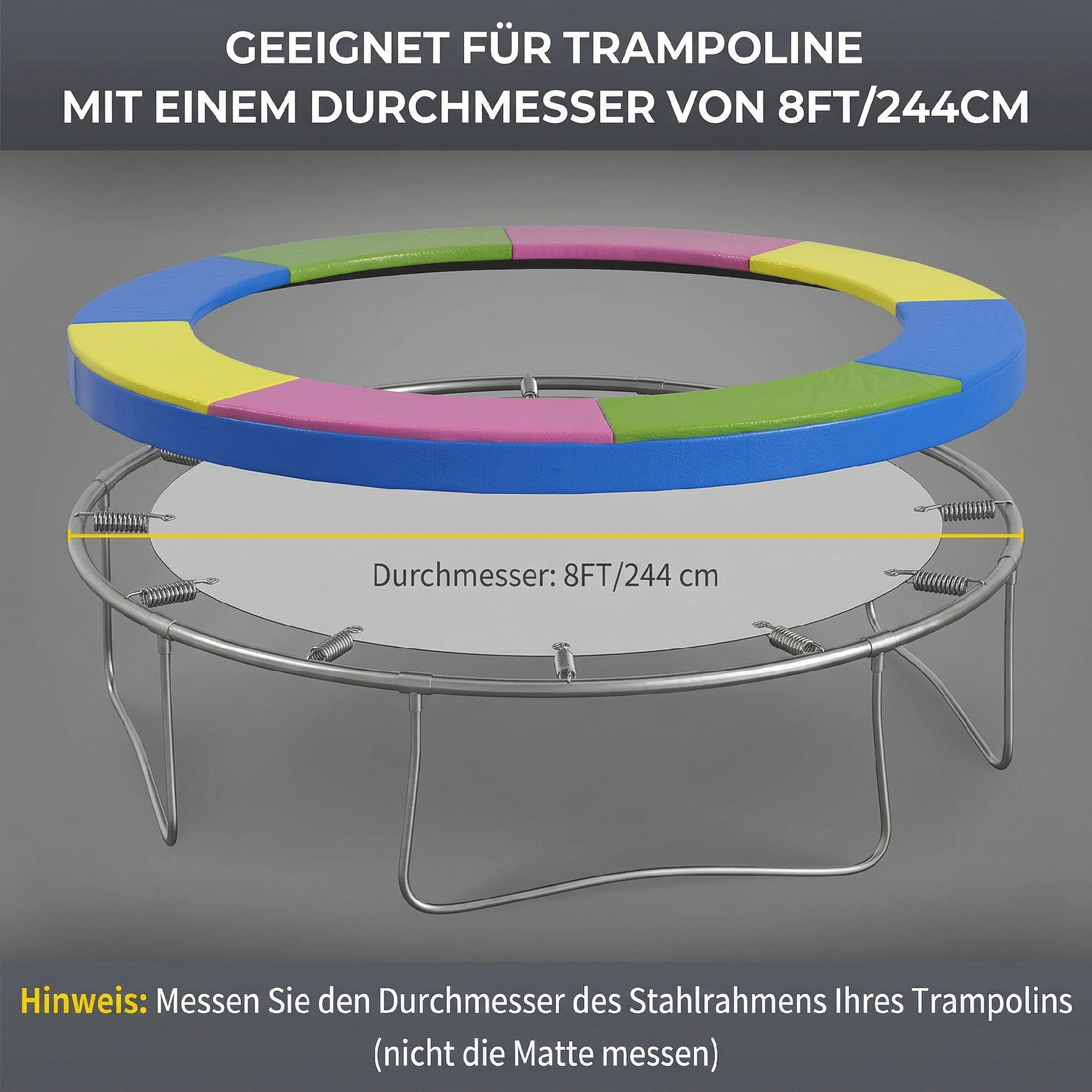 Ersatz-schutzabdeckung Für Trampolinseiten, Wasserdicht, Verschleißfest, Durchmesser 244 Cm, Mehrfarbig.