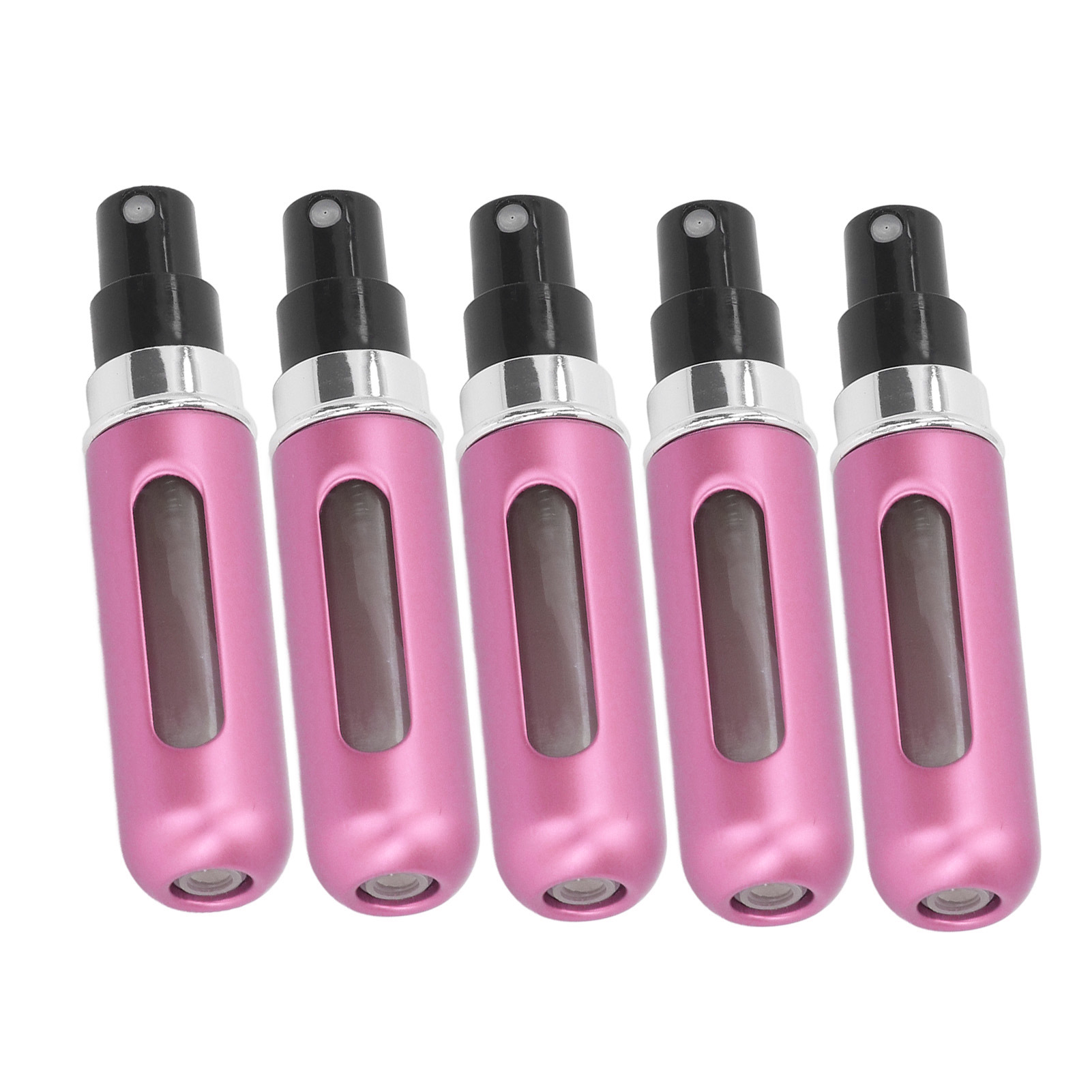 Set Mit 5 Tragbaren Parfüm-sprühflaschen Aus Aluminium, 5 Ml, Rosa, Für Reisen Und Outdoor-aktivitäten.