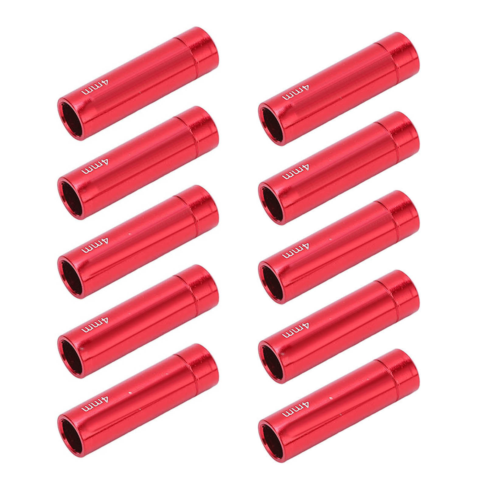 Packung Mit 10 Schaltzugendkappen Aus Aluminiumlegierung, 4 Mm, Für Rennräder Und Mountainbikes, Rot