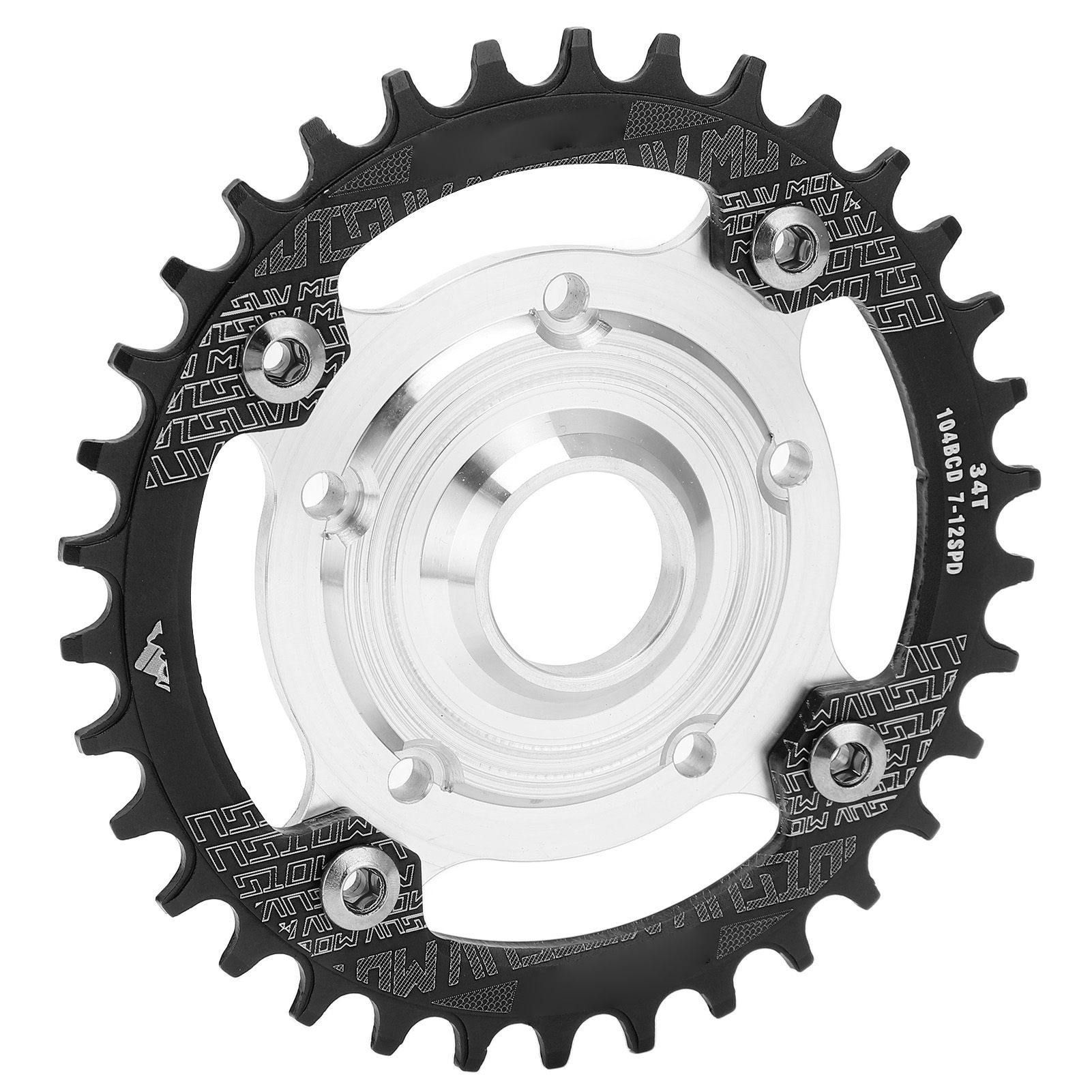 104 Bcd 34t Plattentelleradapter, 34t Plattenteller-umrüstbasis Mit Positiven Und Negativen Zähnen Für Tongsheng Mittelmotor, Schwarz