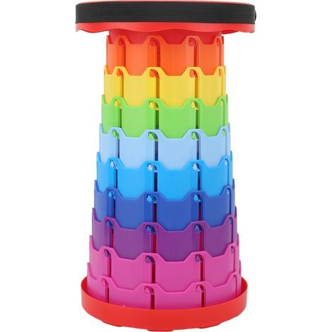Tragbarer, Ausziehbarer Teleskophocker, Farbenfroh, Leicht Und Faltbar, Ideal Für Camping, Gartenarbeit, Angeln, Wandern, Reisen Und Grillen (regenbogenrot).