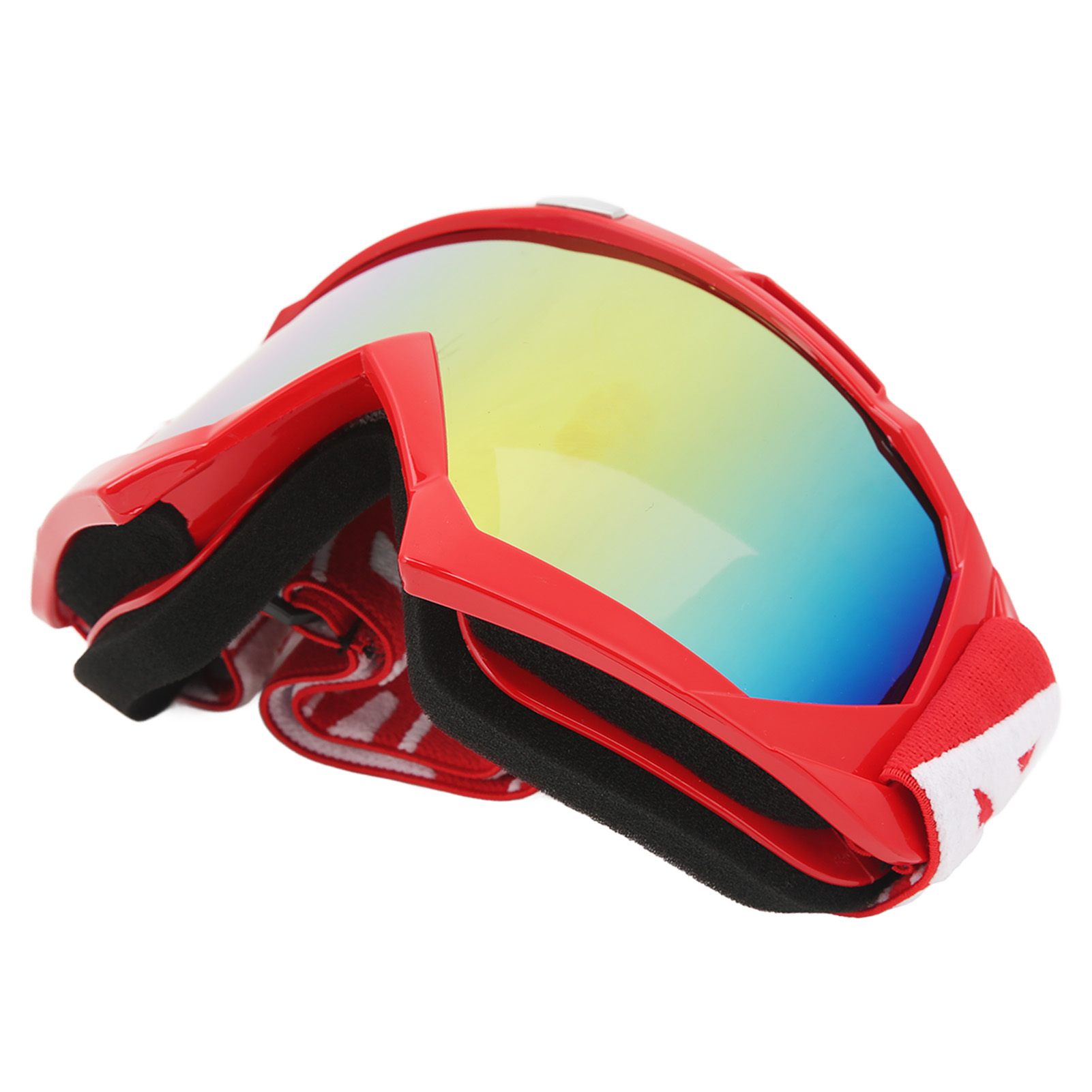 Verstellbare Motorradbrille Aus Polycarbonat-schaumstoff, Optimaler Schutz, Motorradzubehör Für Offroad Und Touren, Roter Rahmen, Rote Gläser