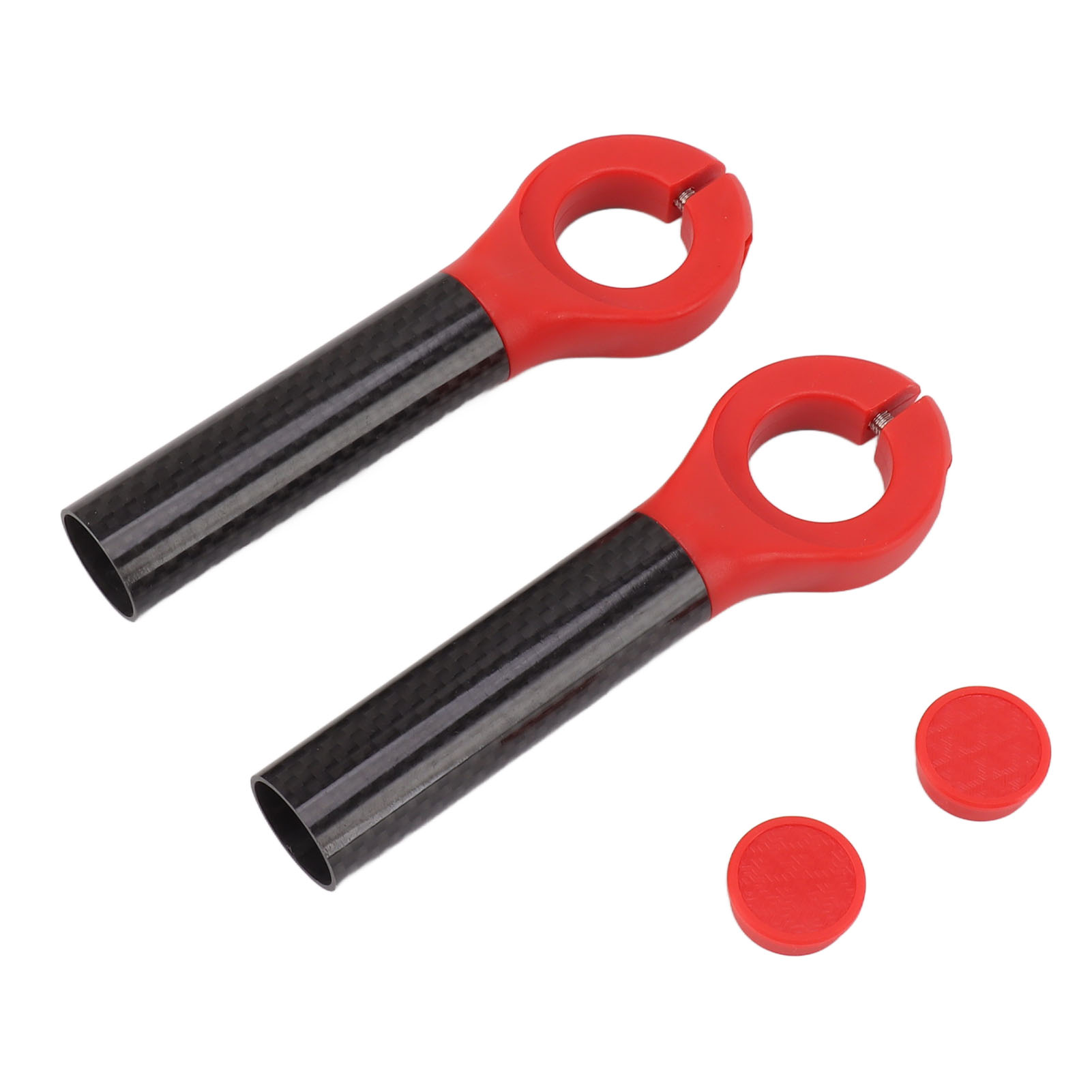 Paar Lenkerendkappen Mit Schutz, Endkappen Aus Carbonfaser Für 22,2 Mm Lenkerdurchmesser, Mountainbike, Rot