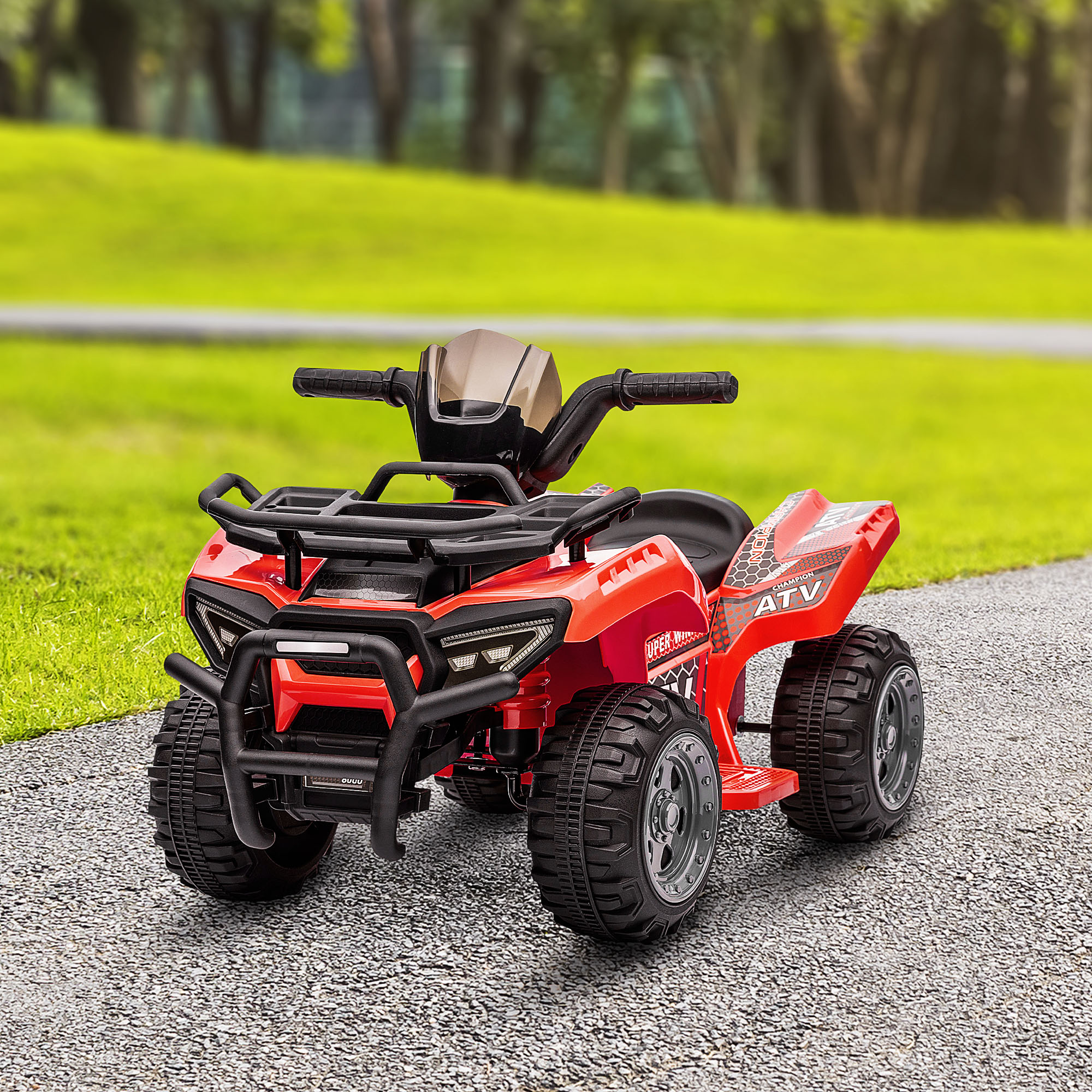 Elektrischer Vierrädriger Kinderwagen Für Kinder Im Alter Von 18-36 Monaten, 6v, Höchstgeschwindigkeit 2km/h, Rot.