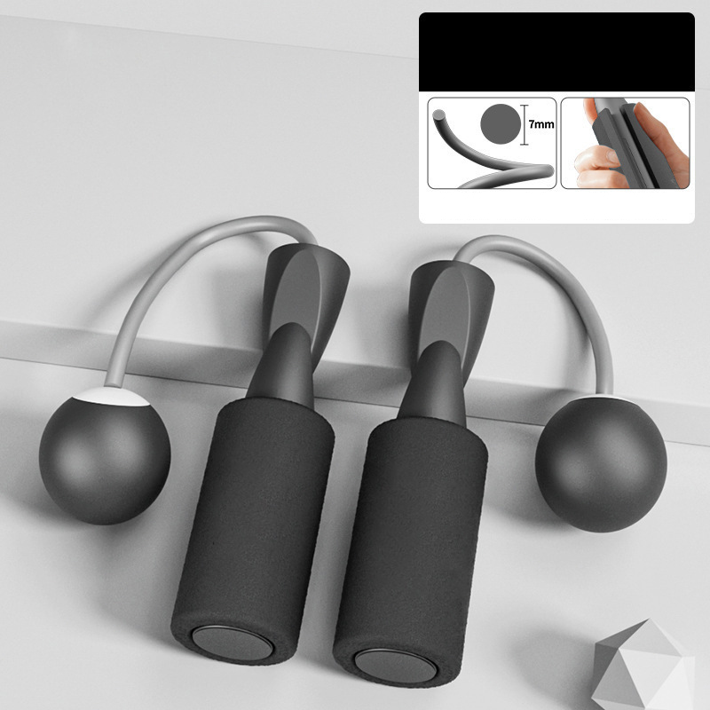 Gewichtetes, Kabelloses Springseil Mit Doppellager, Ideal Für Fitness, Prüfungen Und Für Erwachsene Und Kinder (schwarz).