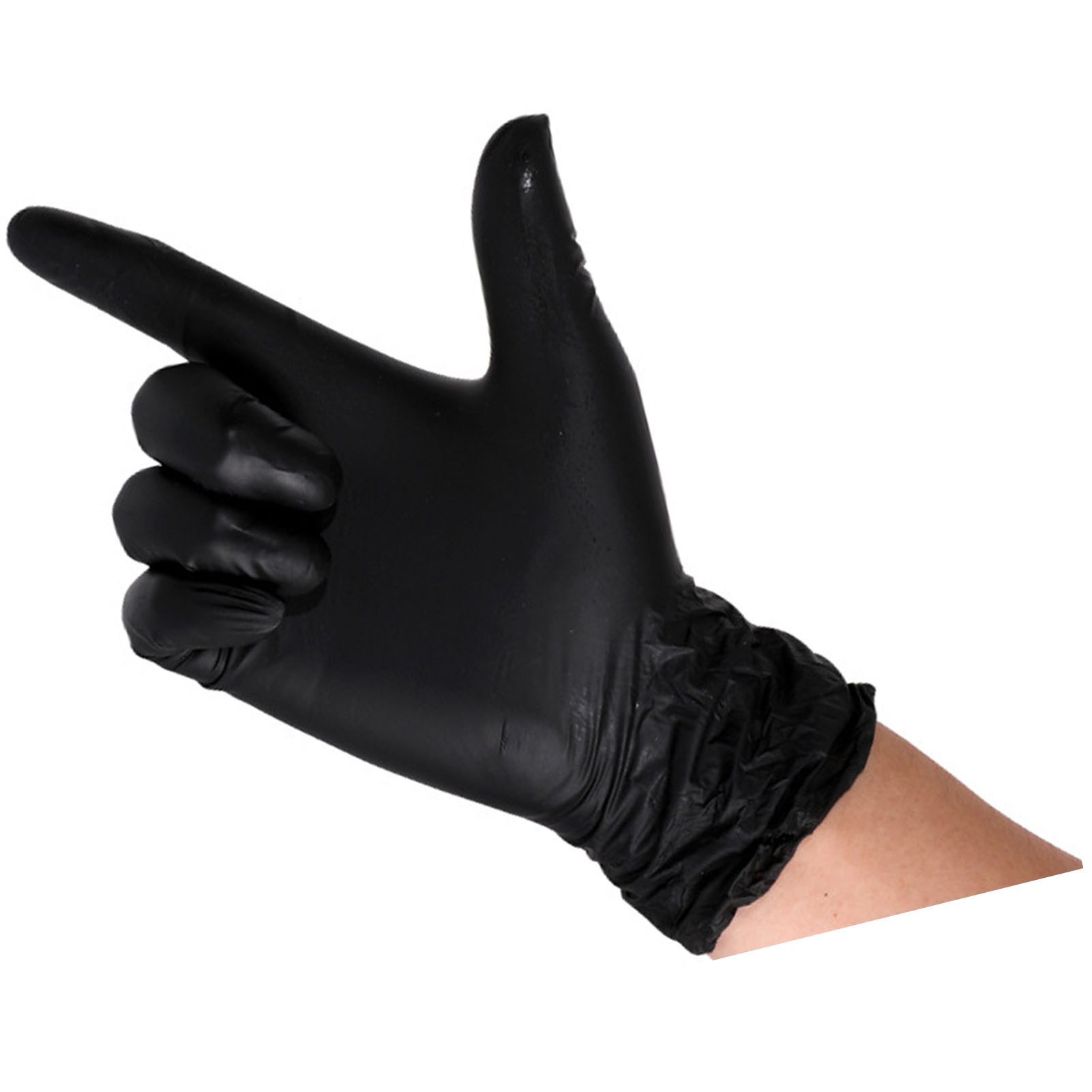100 Hochelastische, Lebensmittelechte Pvc-handschuhe, Schutzhandschuhe Für Reinigung Und Gastronomie, Schwarz, Größe L