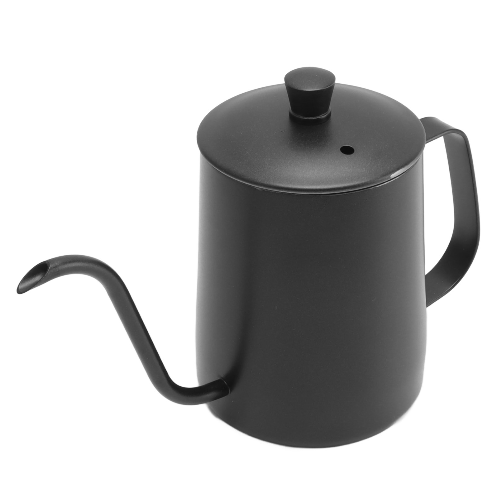Manuelle Filterkaffeemaschine Mit Langem, Schmalem Ausguss Aus Edelstahl 304, 600 Ml, Schwarz, Mit Deckel.