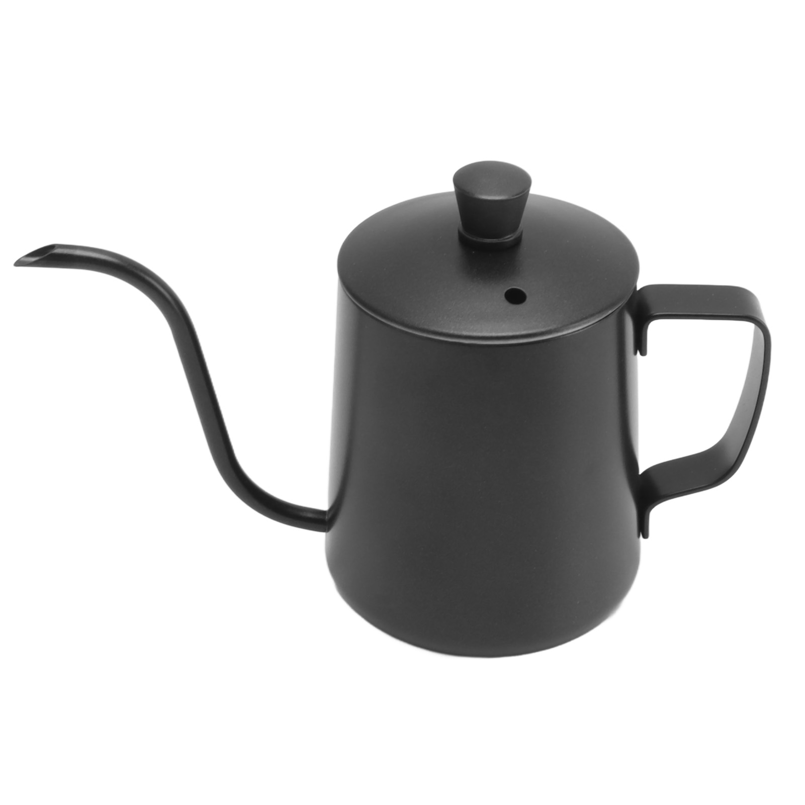 Manuelle Filterkaffeemaschine Mit Langem, Schmalem Ausguss, Aus Edelstahl 304, 350 Ml, Schwarz, Mit Deckel.