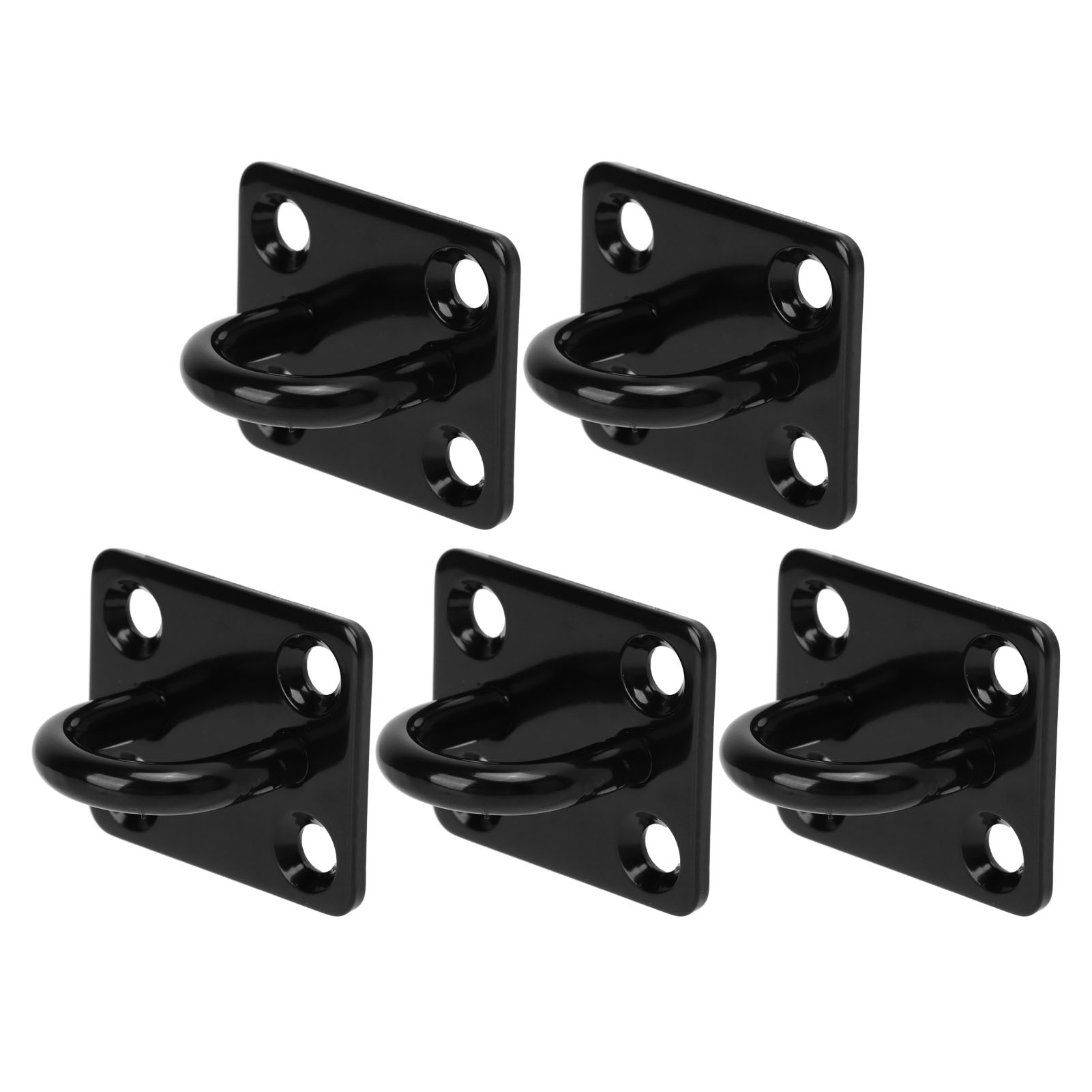Set Mit 5 Verstärkten Deckenhaken Aus Dickem Edelstahl, Mit Türbefestigungsöse Und Lastabstützung. Schwarze Edelstahl-ösenplatte, 6 Mm.