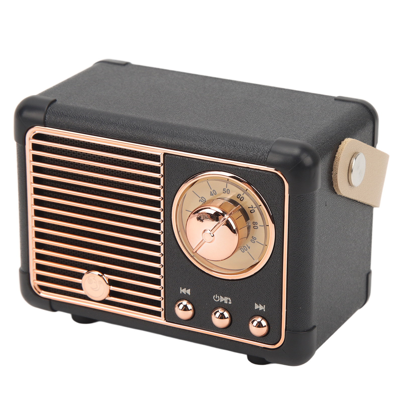 Tragbarer, Kabelloser Retro-bluetooth-lautsprecher, Audioplayer Für Zuhause Und Unterwegs, Integrierter 400-mah-akku, Schwarz