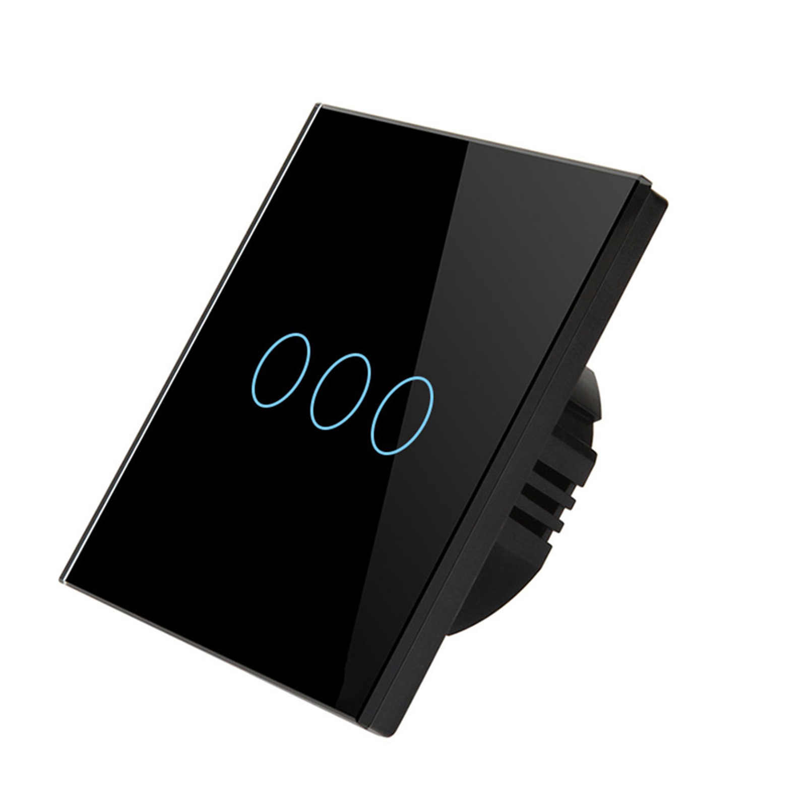 Ac90–240v Wlan-smart-schalter Mit Touch-app- Und Sprachsteuerung (rf433-frequenz), Kompatibel Mit Google Home Für Tuya, 3 Tasten, Schwarz