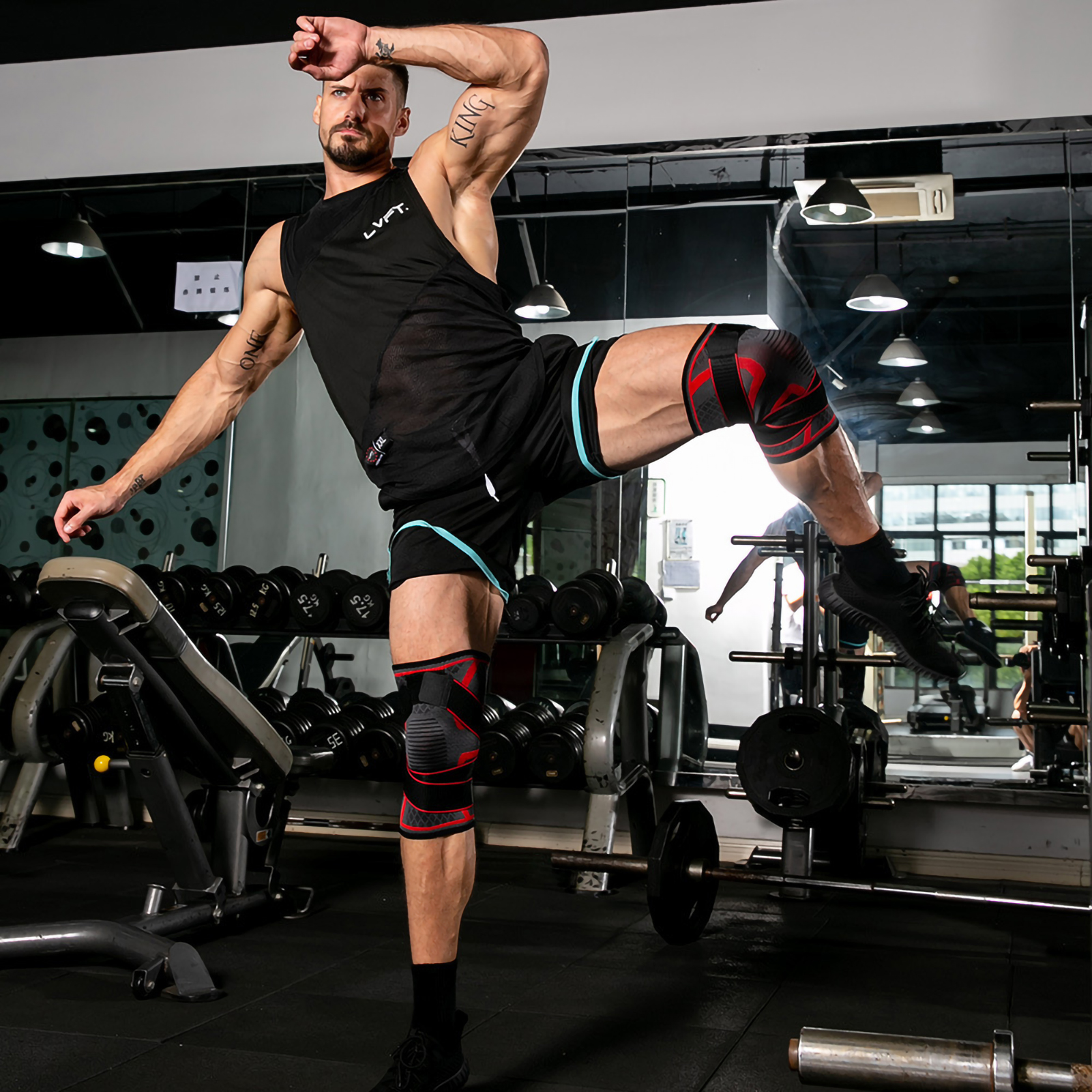 Einteilige Sport-kniebandage Mit Elastischem Gurt, Kniescheibenschutz Aus Nylon Und Polyurethan, Ideal Für Fitness Und Laufen, Größe M, Schwarz.