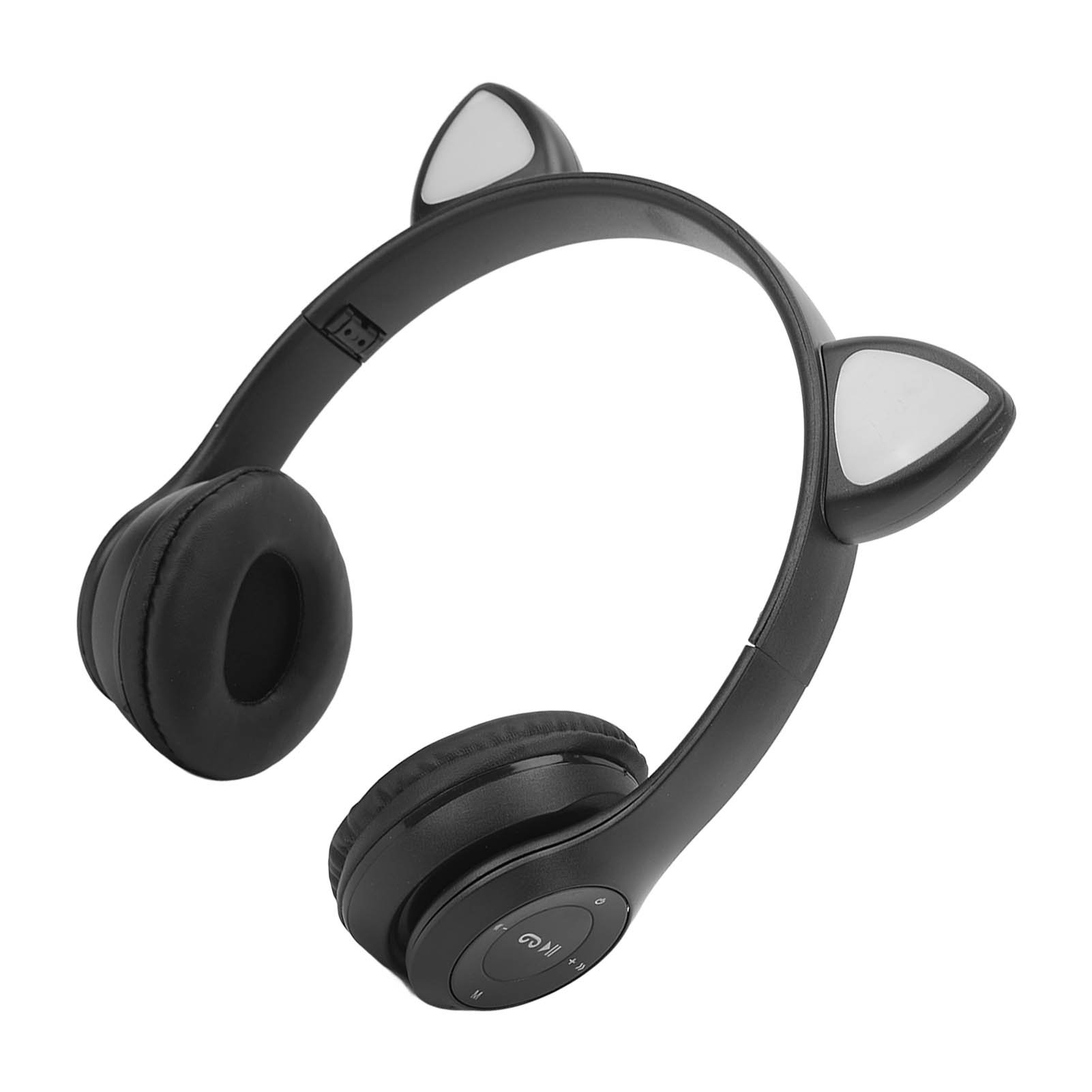 P47m Kabelloses Headset Mit Niedlichen Katzenohren Und Led-licht, 400mah Akku, Ideal Für Gaming, Musik Und Mobilgeräte (schwarz).