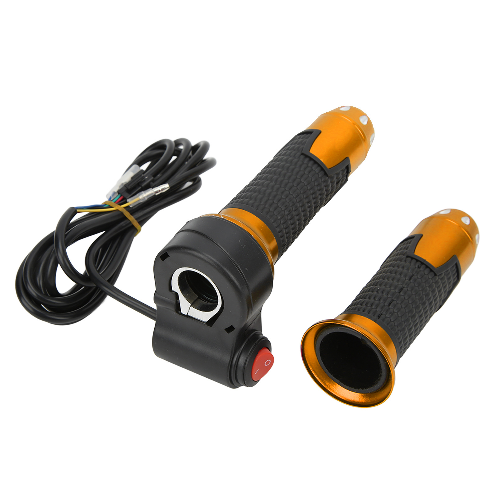 1 Paar Universelle 12v-99v Gasgriffe Mit Knopf Für Elektrofahrräder Und -roller (gold)