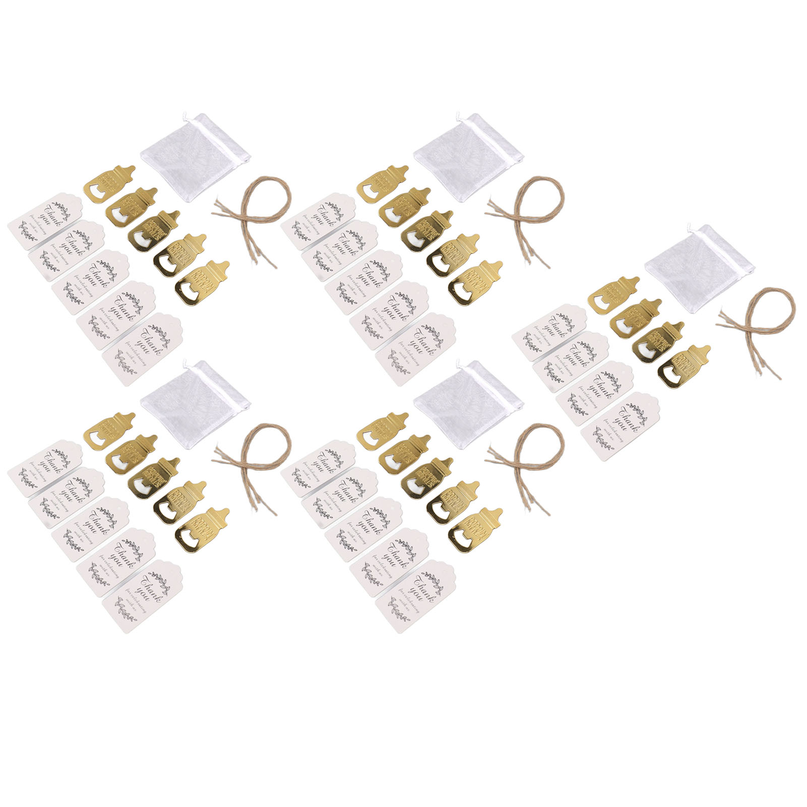 Set Mit 24 Vergoldeten Flaschenöffnern Aus Zinklegierung In Schnullerform. Ideales Geschenk Zur Babyparty.