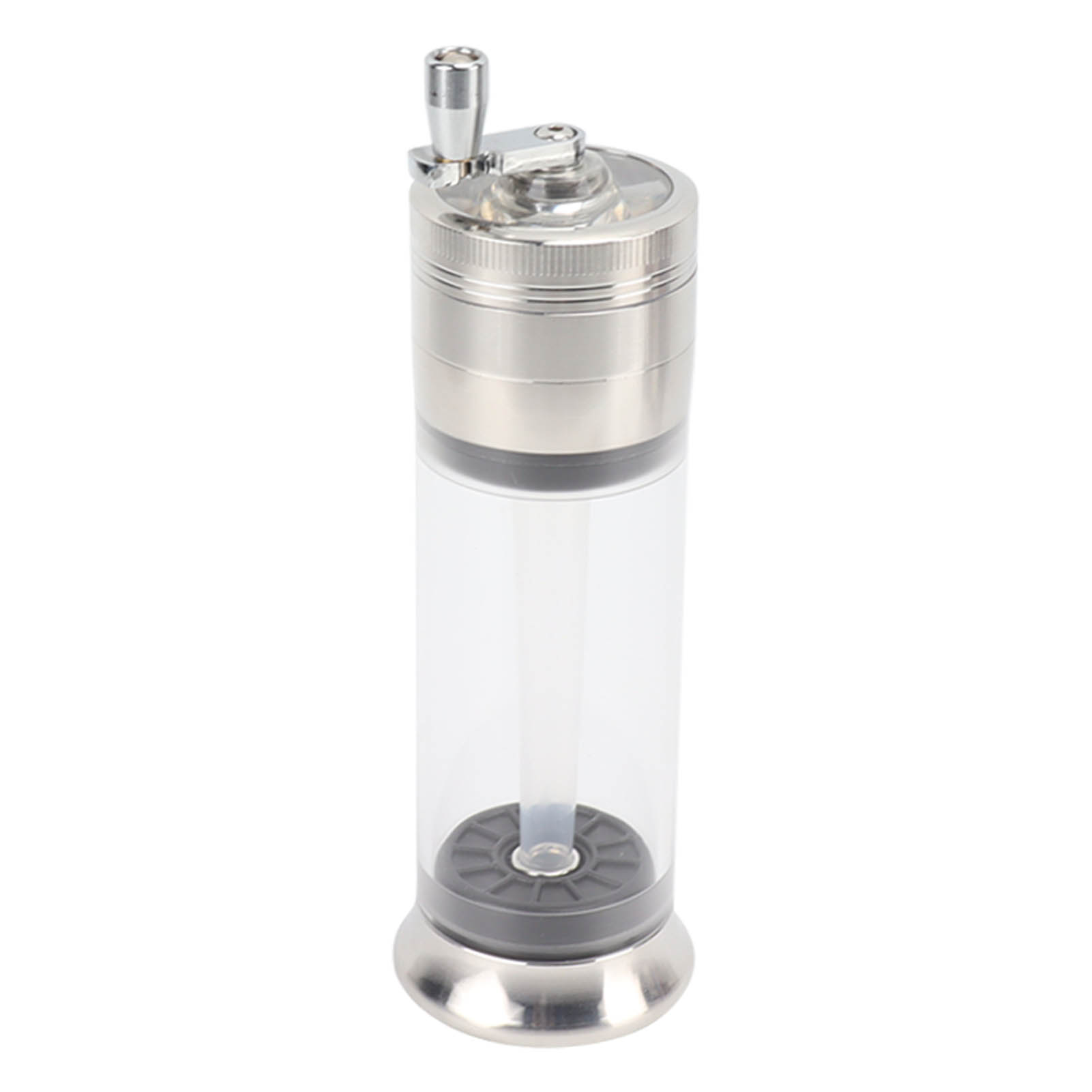 50-mm-gewürzmühle Mit Handbedienung, 4 Konischen Kammern, Transparentem Behälter, Druckknopf, Für Zuhause Und Unterwegs, Silberfarben.