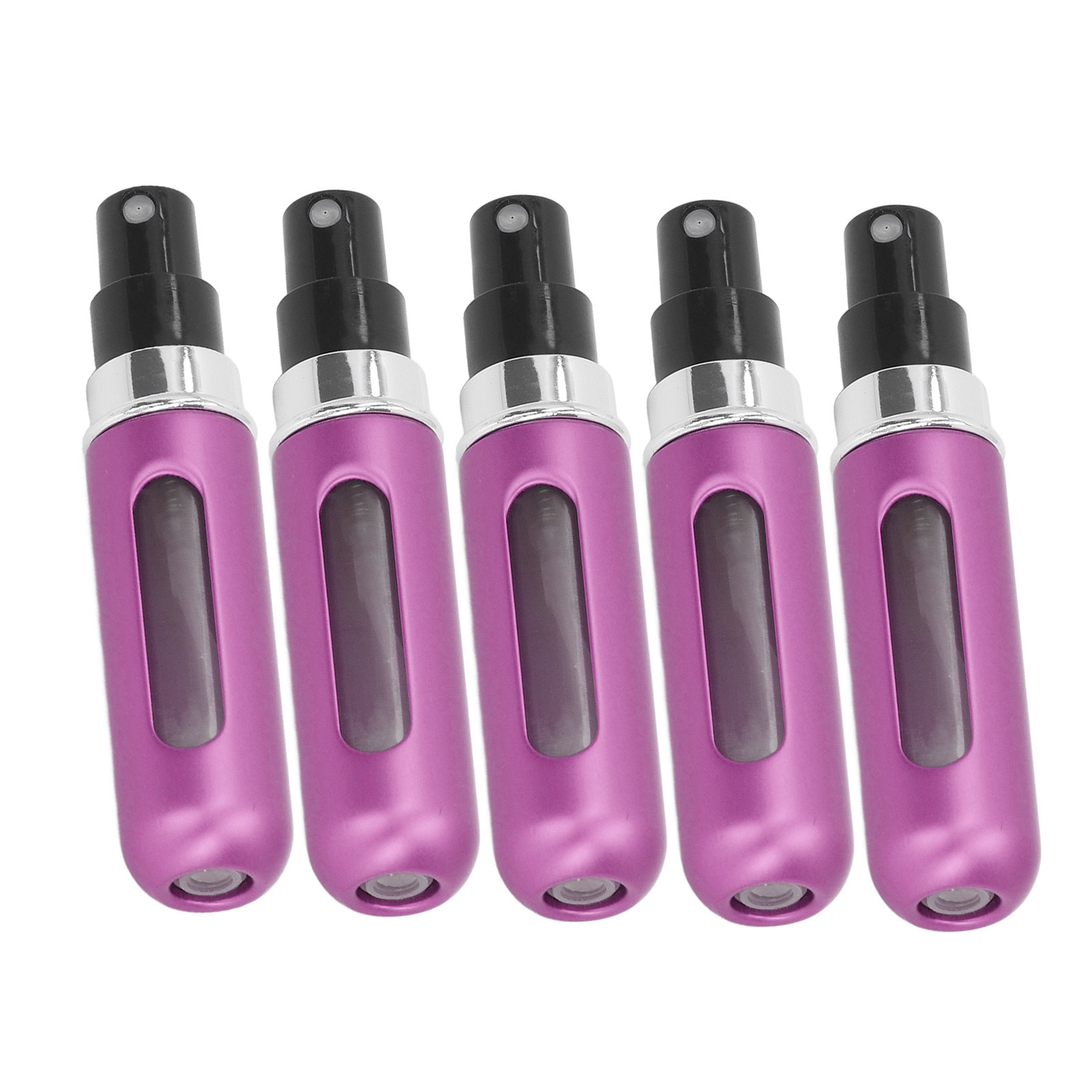Set Mit 5 Tragbaren Parfüm-sprühflaschen Aus Aluminium, 5 Ml, Lila, Für Reisen Und Outdoor-aktivitäten.
