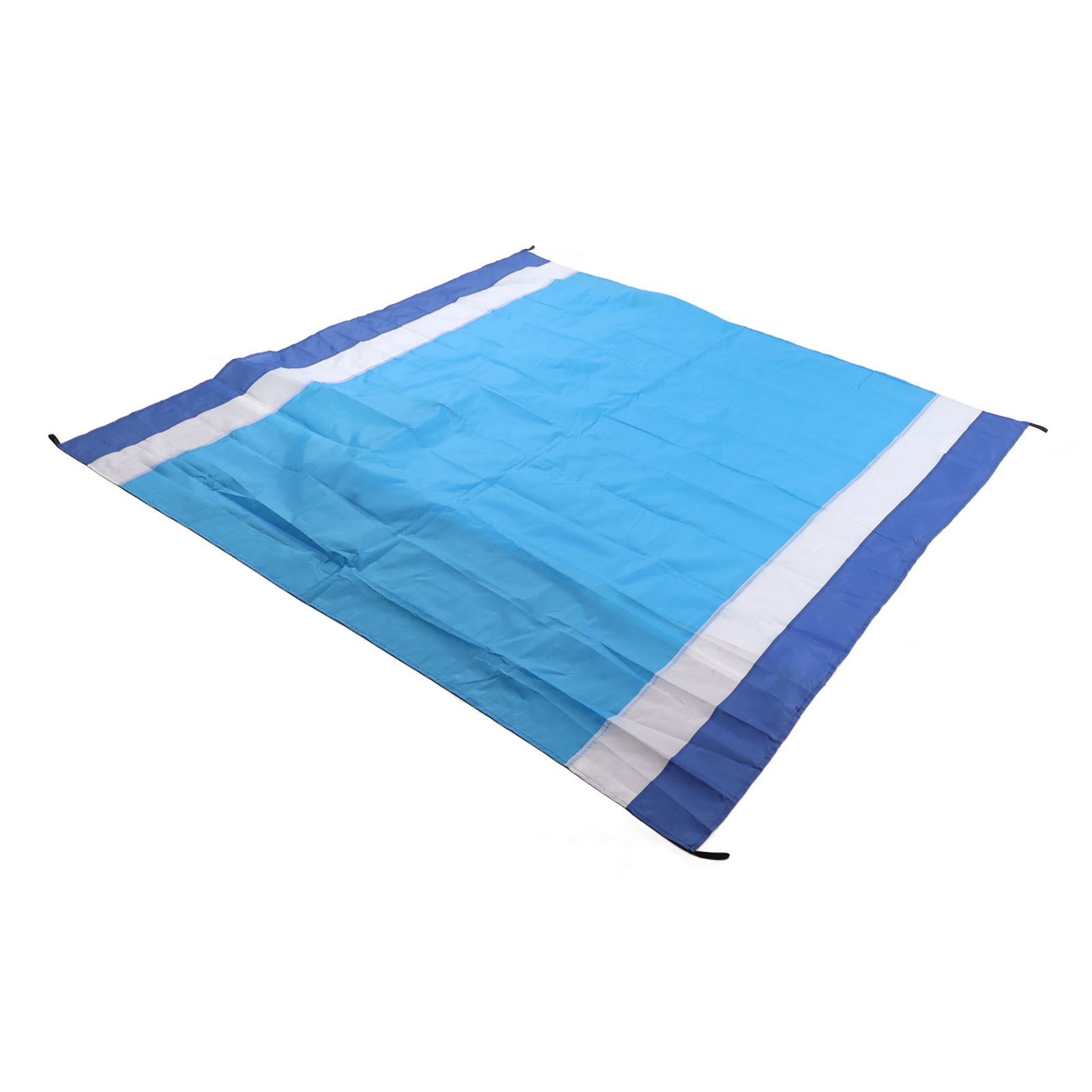 Tragbare, Wasserdichte, Faltbare Und Trendige Picknickdecke, Große Sandfreie Strandmatte Für Reisen Und Camping, Blau-weiß Und Mittelblau Gestreift.