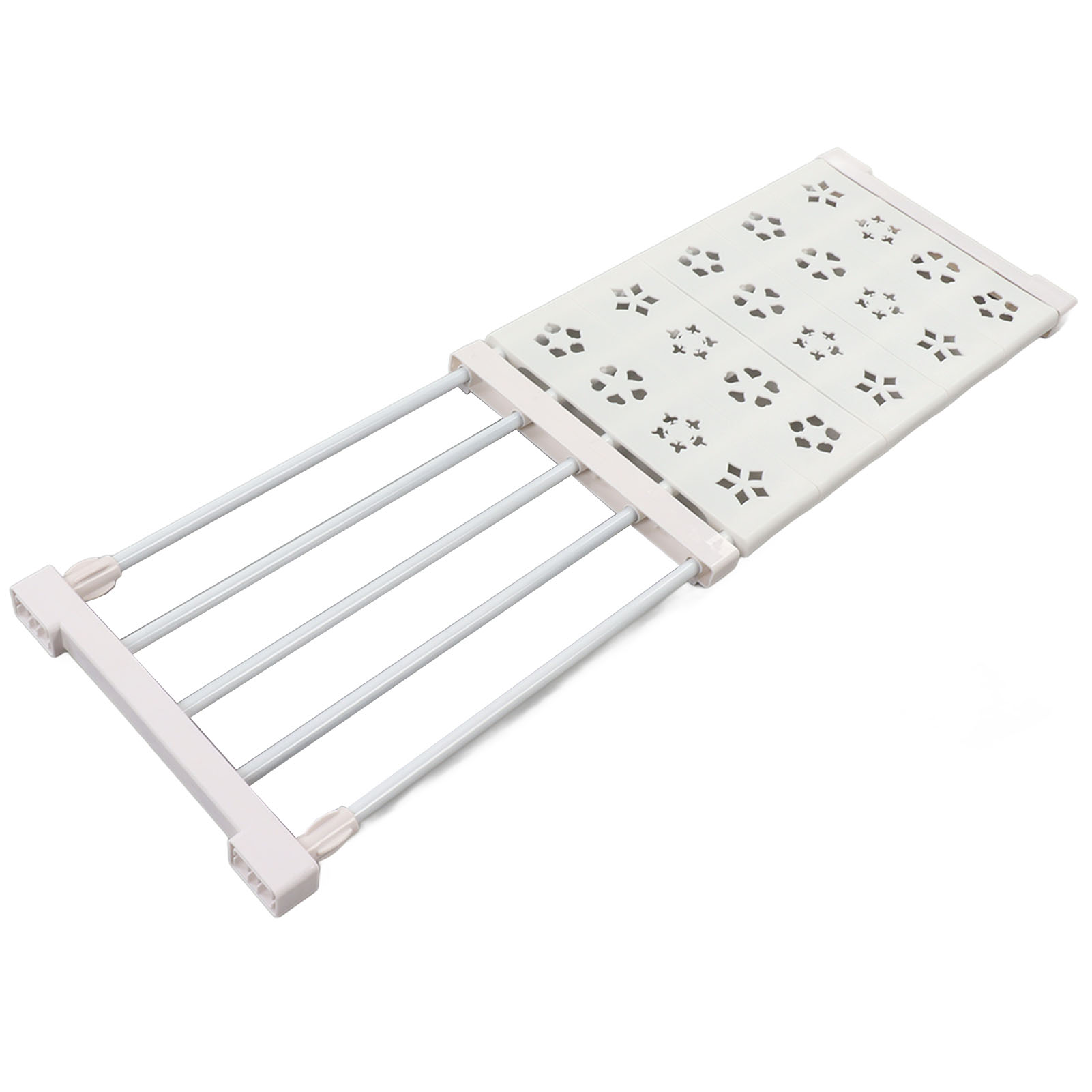 Ausziehbarer, Weißer Kleiderschrankboden, Kein Bohren Erforderlich, Teleskopierbarer Trennsteg, 24 Cm Breit, 50–80 Cm Lang