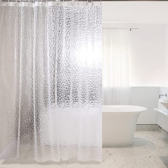 Anti-schimmel-duschvorhang 180 X 200 Cm, Halbtransparent, Eva, Wasserdicht, Waschbar, 3d, Mit 12 Ringen, Pvc-frei.