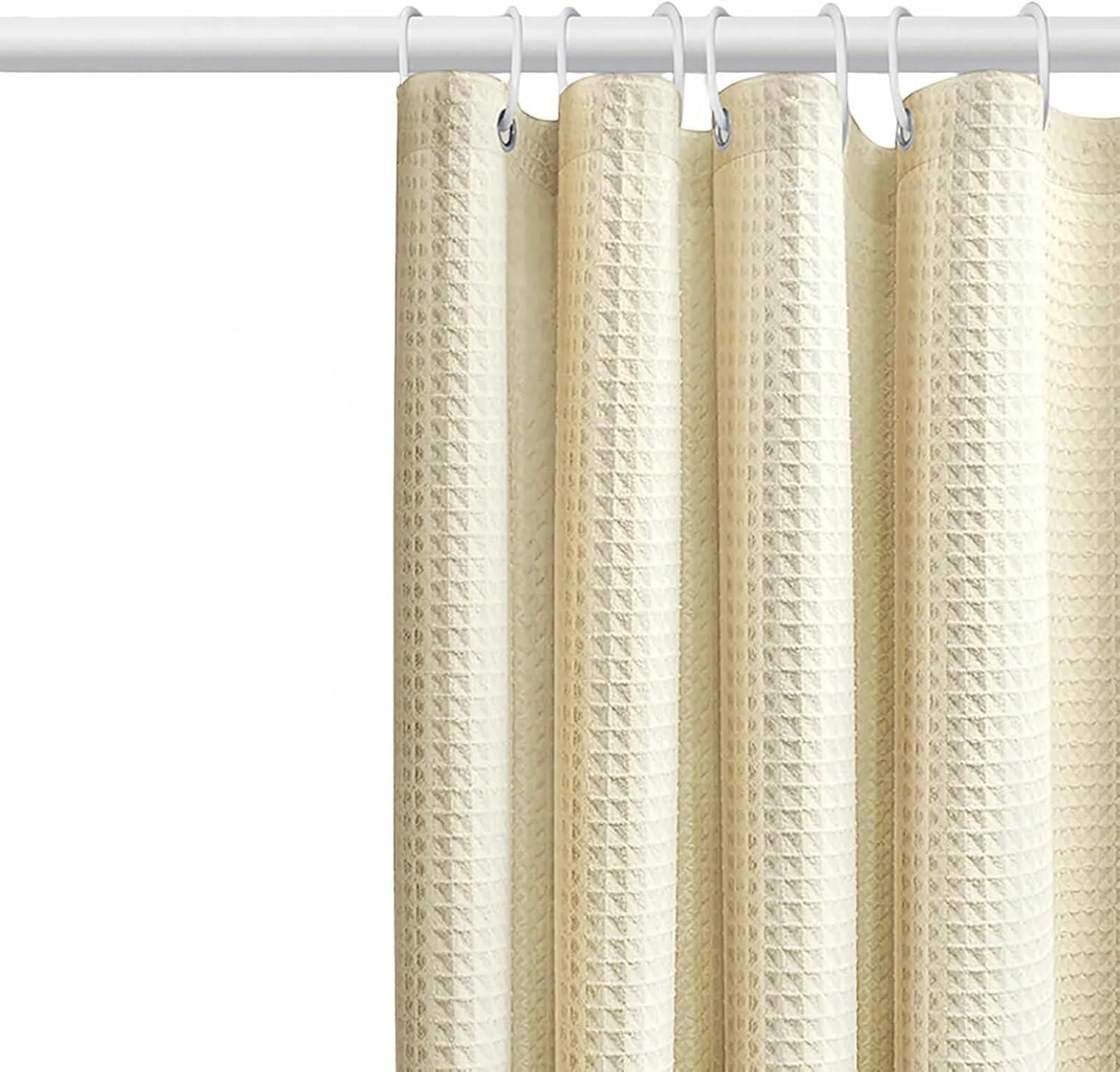 Duschvorhang Aus Waffelgewebe Mit Ringen, Wasserdicht, Schimmelresistent, Polyester, Sehr Strapazierfähig, Für Bad Und Dusche, 180 X 180 Cm (cremefarben)