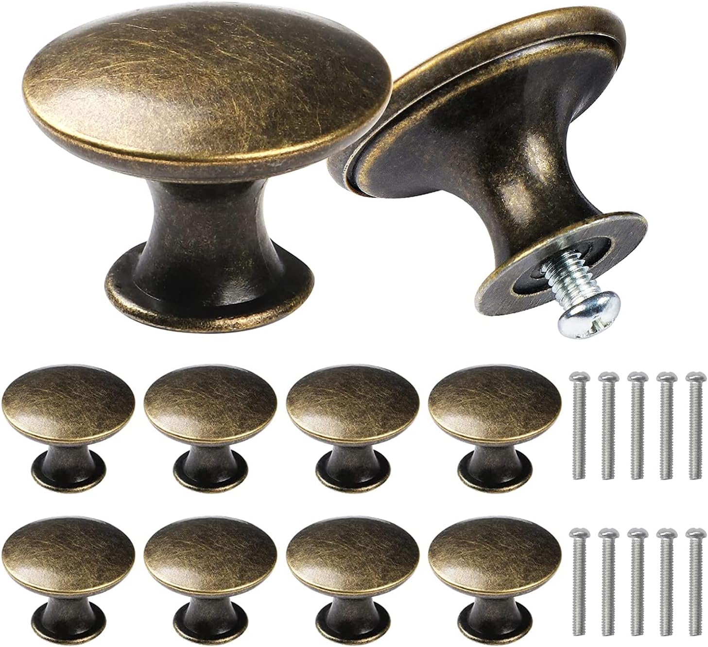 10 Runde Vintage-retro-schubladengriffe, Halbkreisförmige Türknöpfe Aus Metall, Kommodenknöpfe, Antikbronze.