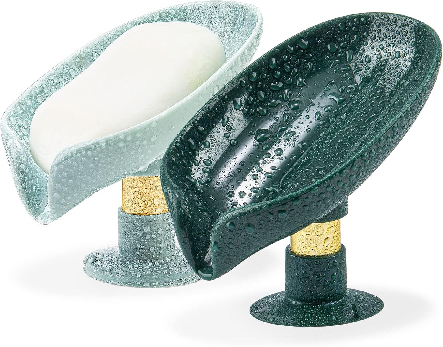 Set Mit 2 Blattförmigen Seifenschalen, Leicht Zu Reinigen, Mit Saugnäpfen, Geeignet Für Dusche, Badezimmer Und Küchenspüle