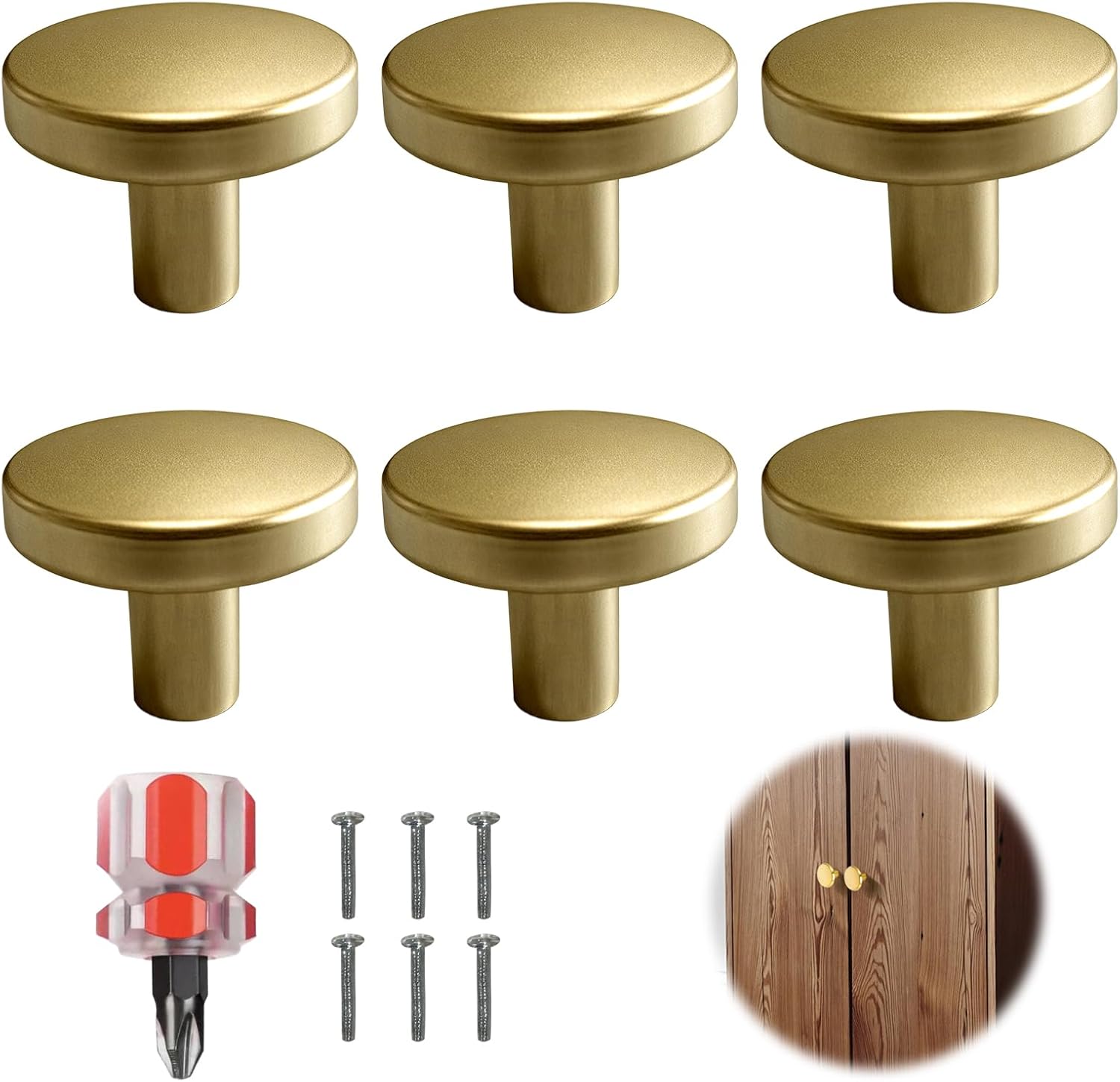 (6 Stück) Goldene Möbelknöpfe, Elegante Möbelgriffe Für Schränke, Kommoden, Buffets Und Kleiderschranktüren