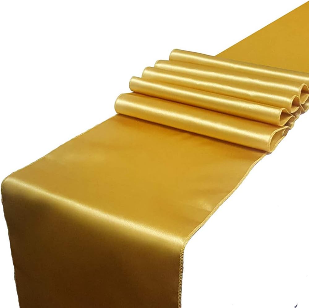 (gold) Set Mit 10 Tischläufern Aus Satin Für Hochzeitsdekoration, 275 Cm X 30 Cm