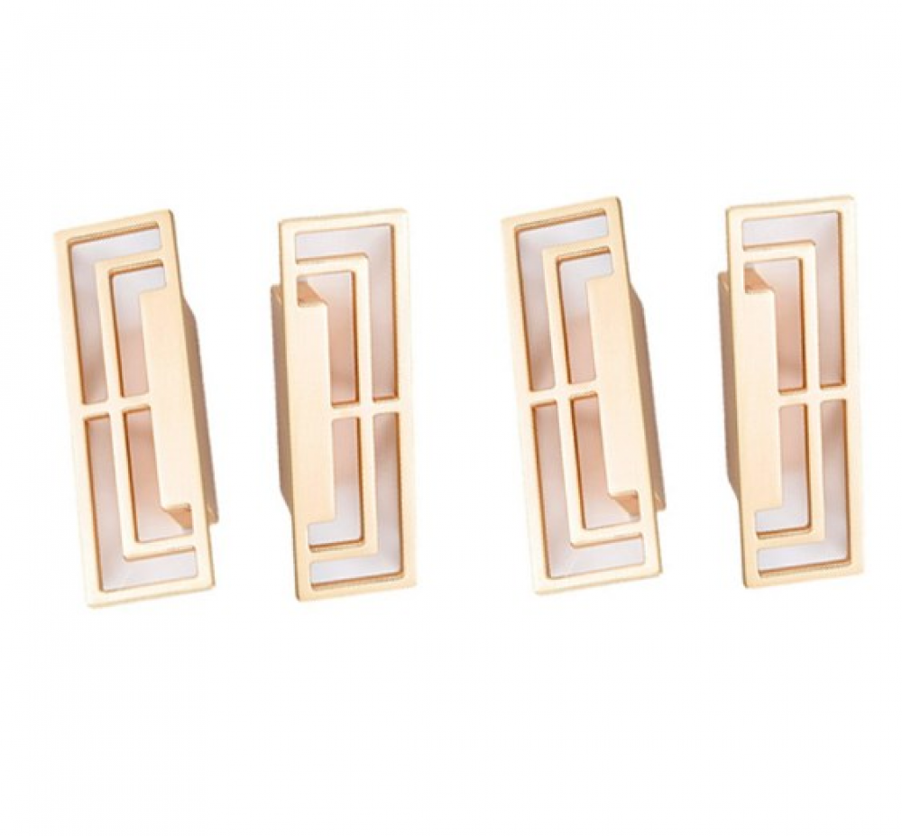Set Mit 4 Schubladengriffen Aus Gebürstetem Gold Für Tv-ständer Und Tv-schränke, Elegante, Vergoldete Kupfergriffe, Modernes Design Mit Chinesischen Glücksbringern, Doppelgriffe